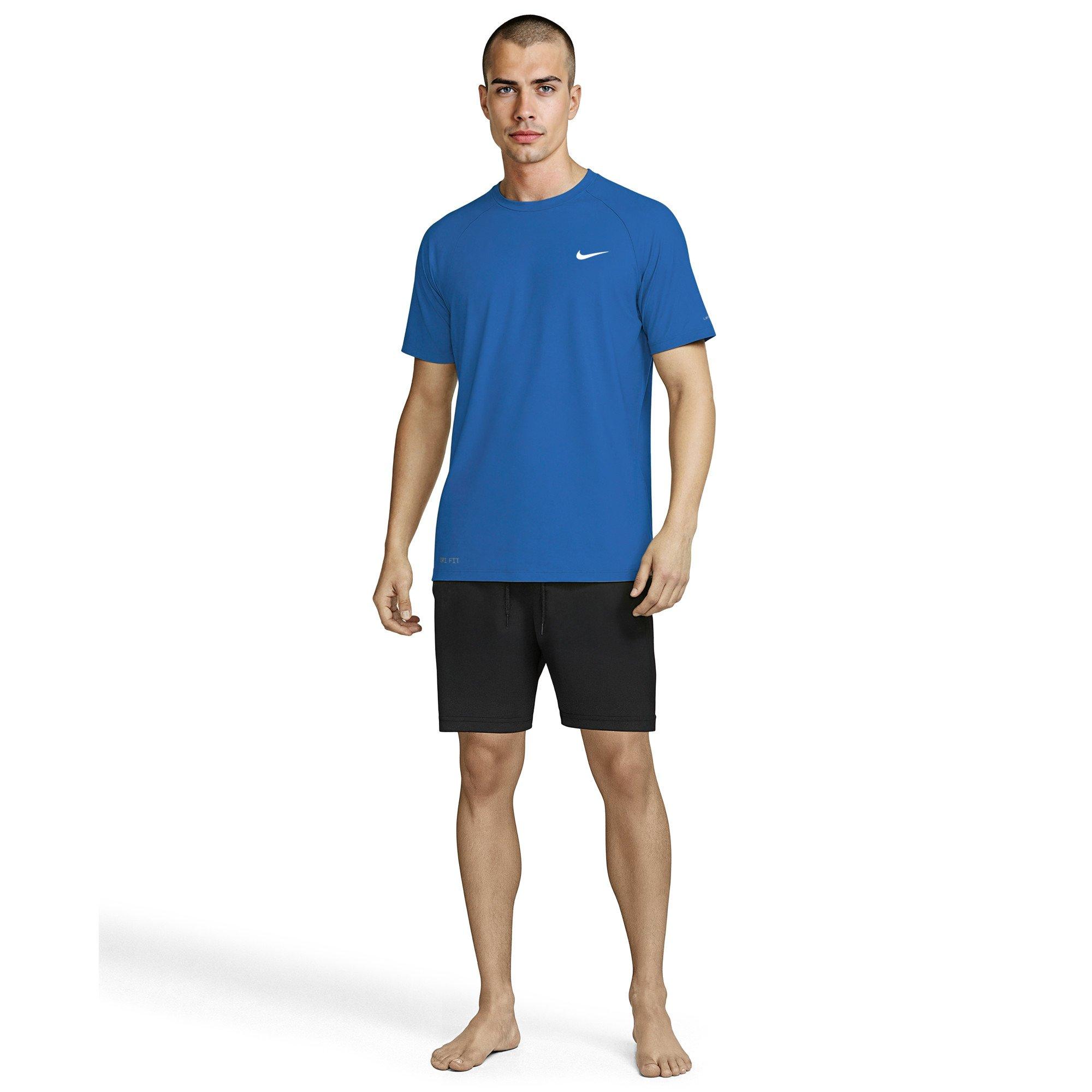 Nike Men's Swim Hydroguard Essential Dri-FIT UV Short Sleeve Shirt - ROYAL Thumbnail View 7