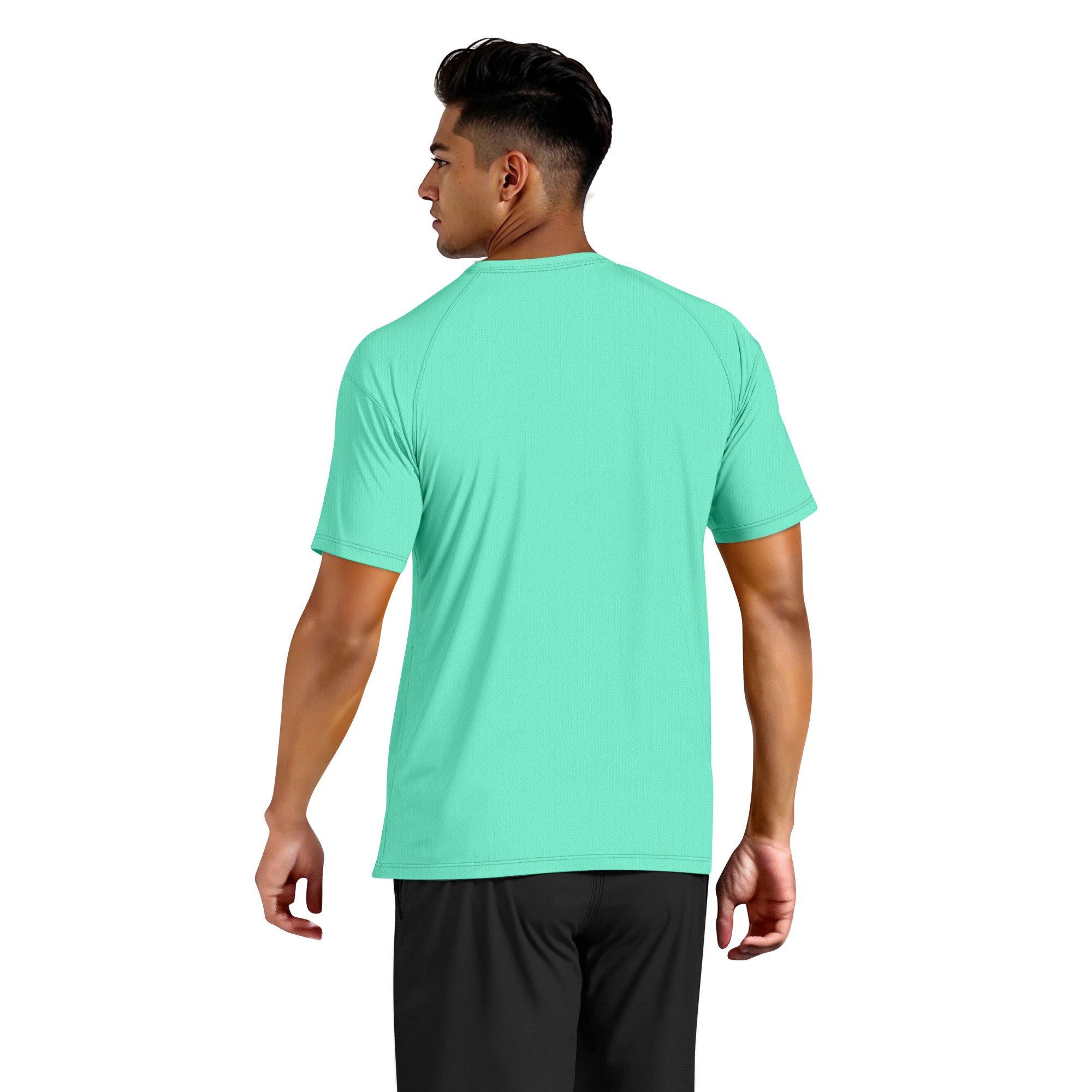 Nike Men's Swim Hydroguard Essential Dri-FIT UV Short Sleeve Shirt - TURQUOISE Thumbnail View 2