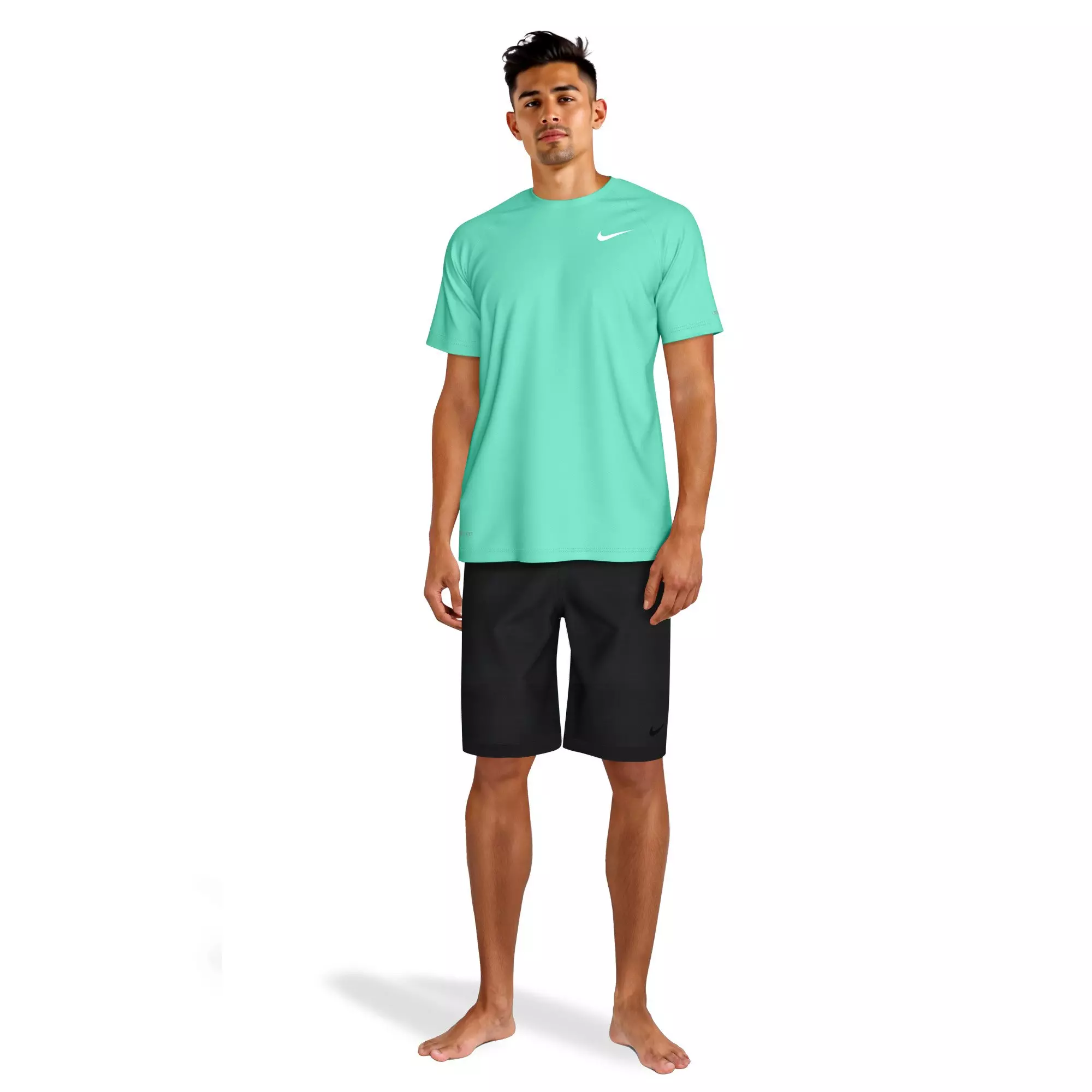 Nike Men's Swim Hydroguard Essential Dri-FIT UV Short Sleeve Shirt - TURQUOISE