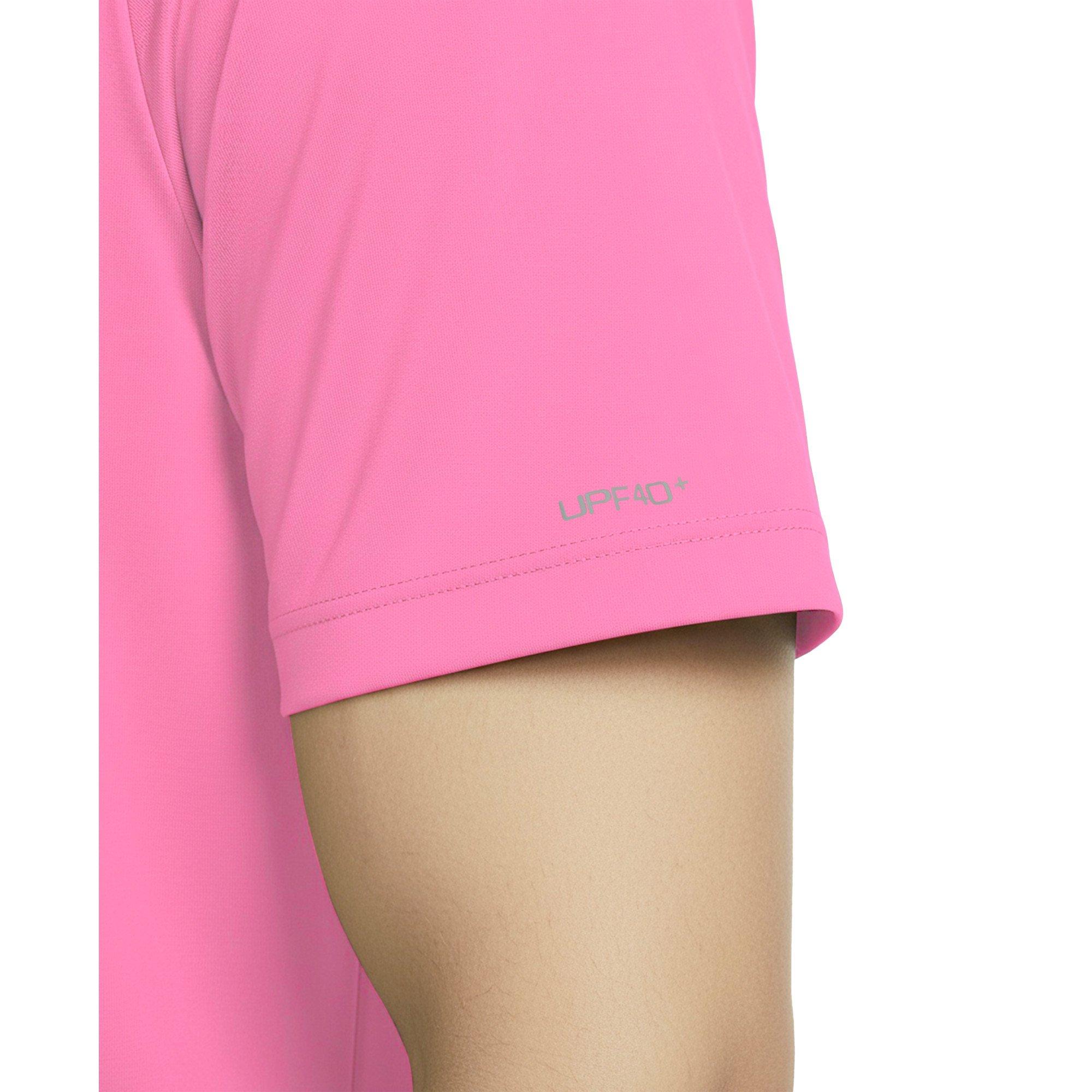 Nike Men's Swim Hydroguard Essential Dri-FIT UV Short Sleeve Shirt - PINK Thumbnail View 3