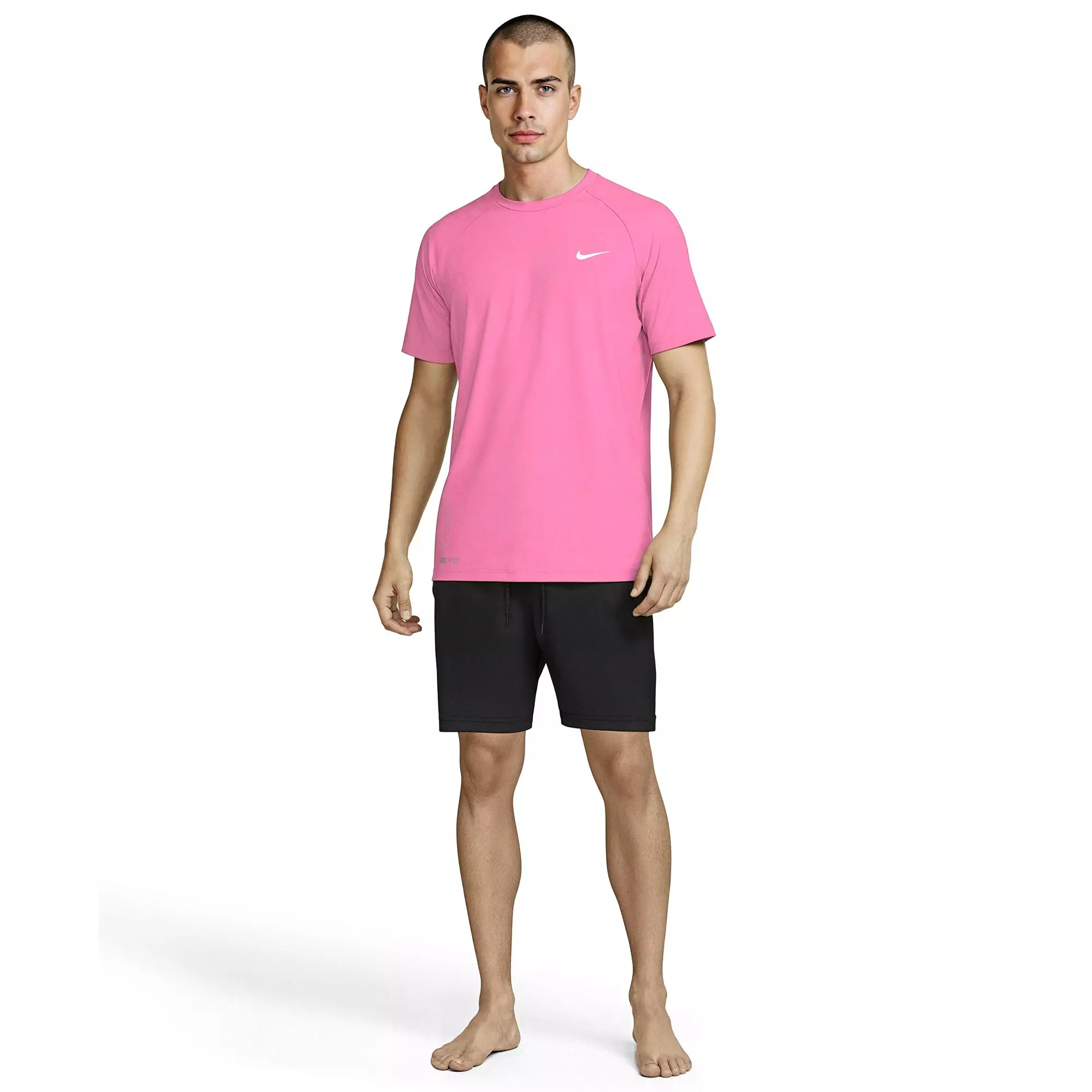 Nike Men's Swim Hydroguard Essential Dri-FIT UV Short Sleeve Shirt - PINK