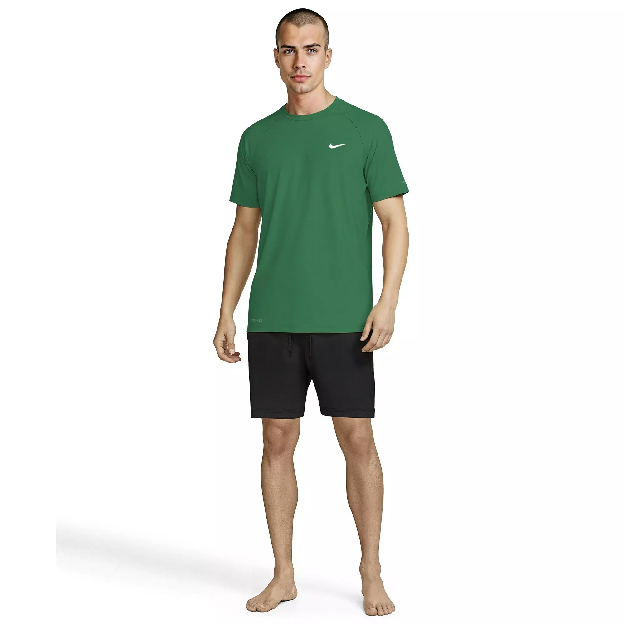 Nike Men's Swim Hydroguard Essential Dri-FIT UV Short Sleeve Shirt - GREEN