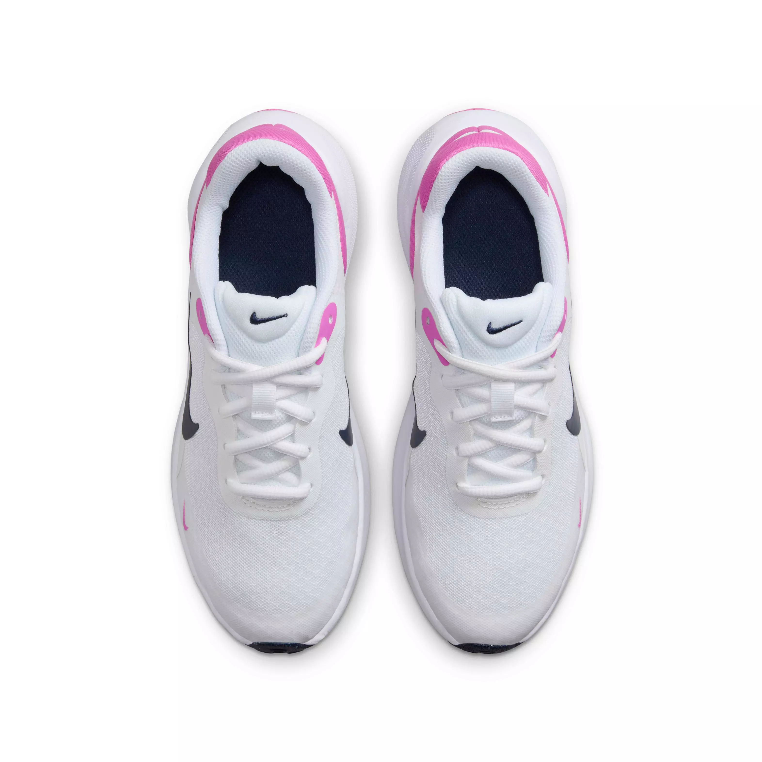 Nike Revolution 7 "White/Playful Pink/Midnight Navy" Grade School Kids' Running Shoe - WHITE/PINK/NAVY