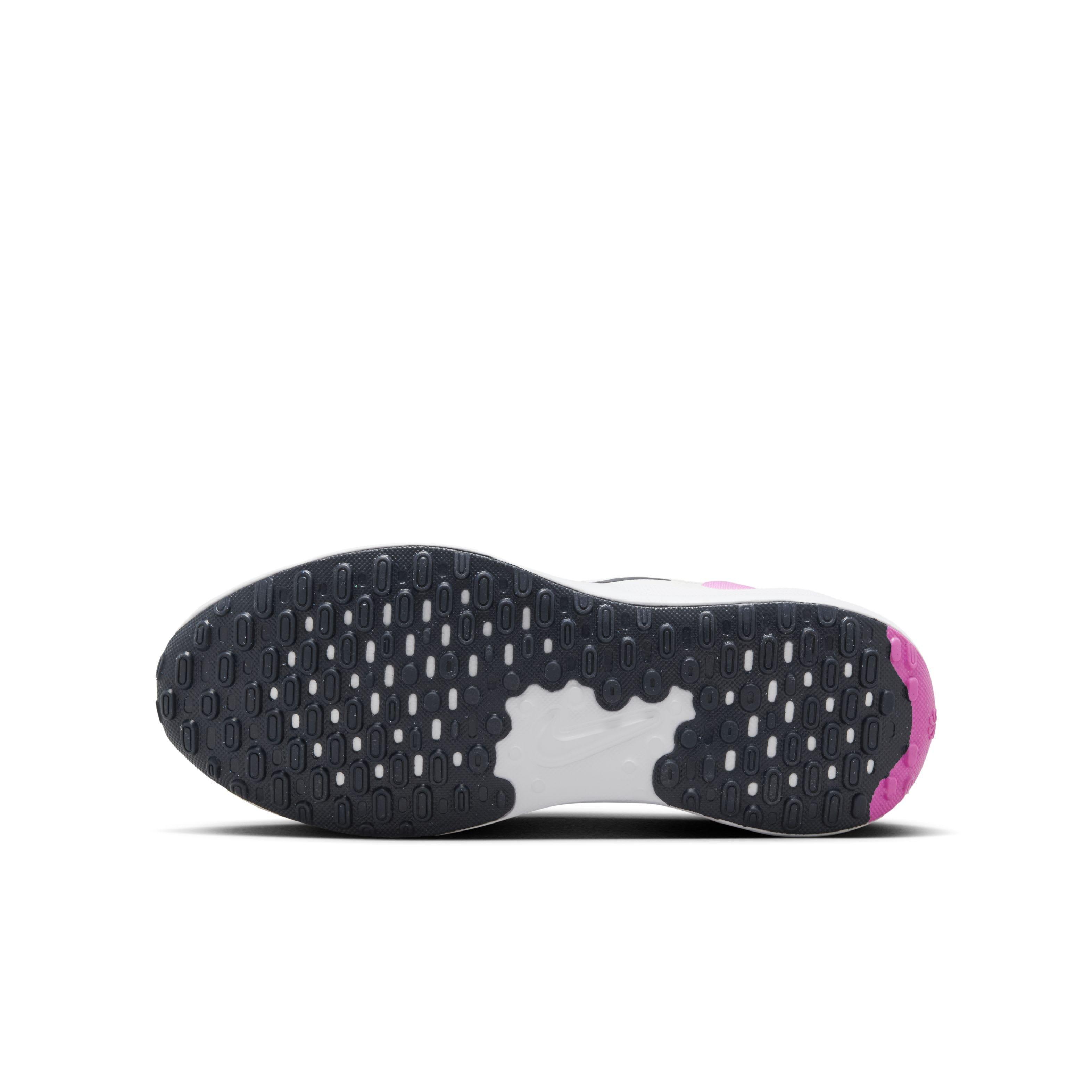 Nike Revolution 7 Grade School Kids' "White/Playful Pink/Midnight Navy" Running Shoe