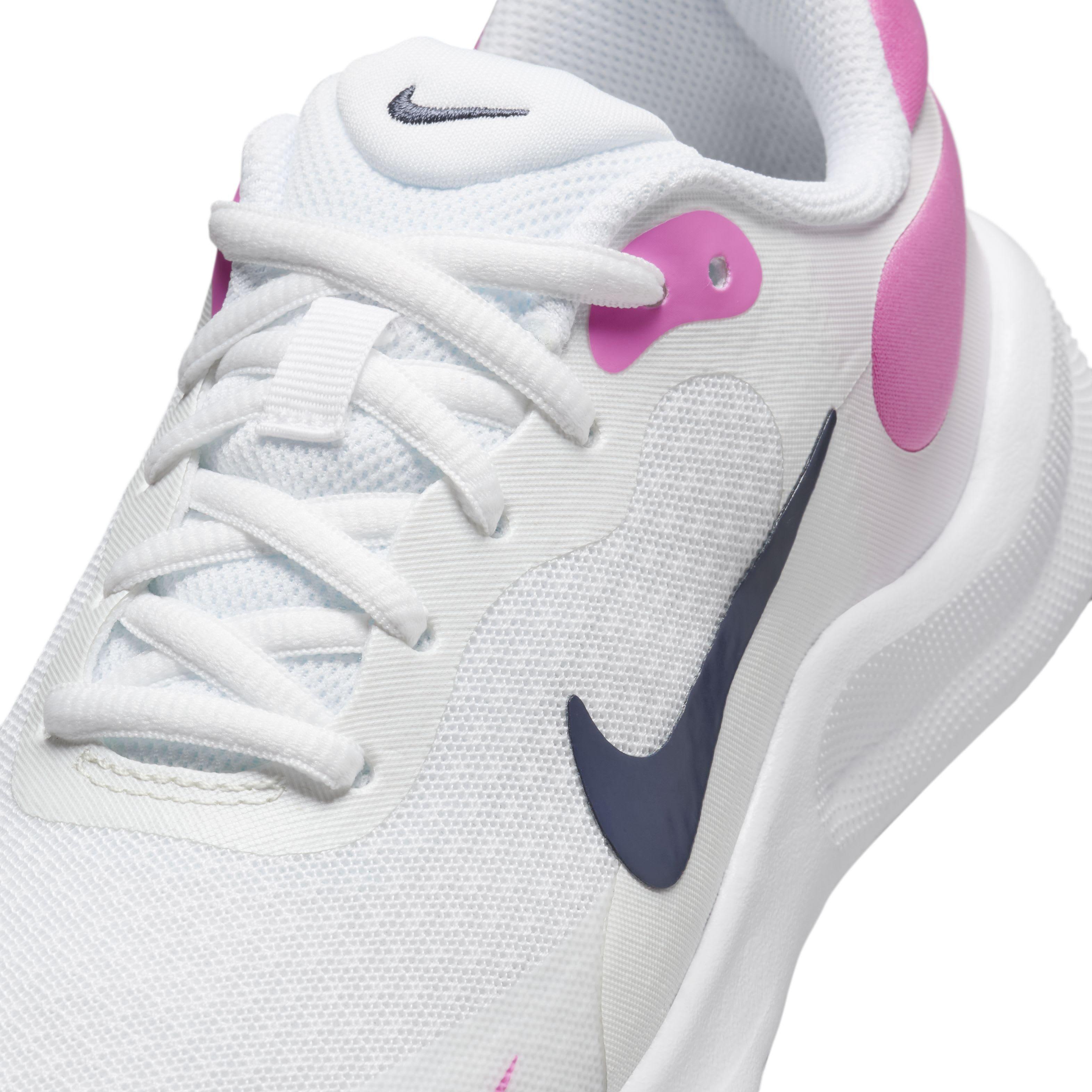 Nike Revolution 7 Grade School Kids' "White/Playful Pink/Midnight Navy" Running Shoe