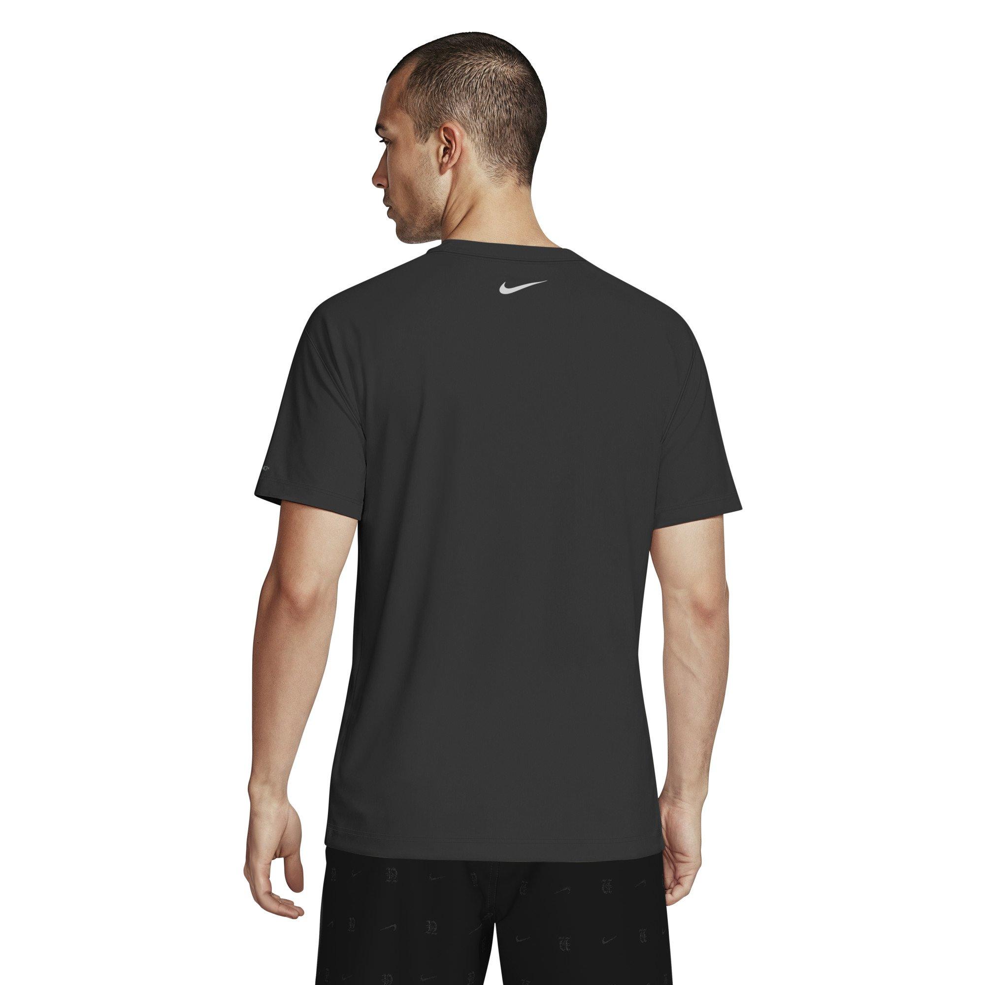 Nike Men's Swim Hydroguard Dri-FIT UV Short-Sleeve Top - BLACK Thumbnail View 2