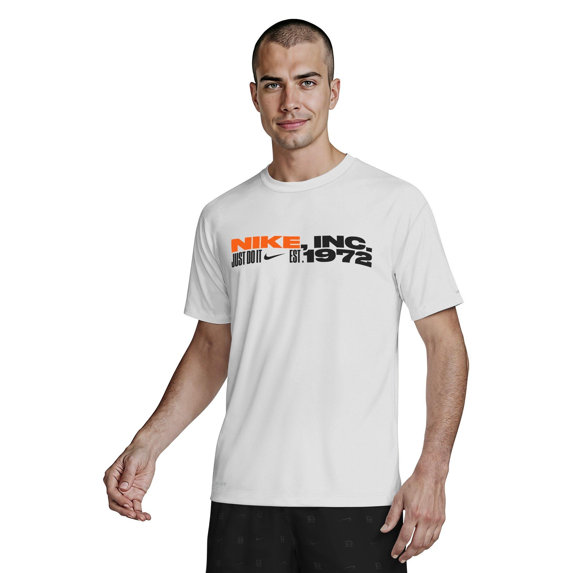 Nike Men's Swim Hydroguard Dri-FIT UV Short-Sleeve Top - WHITE Thumbnail View 1