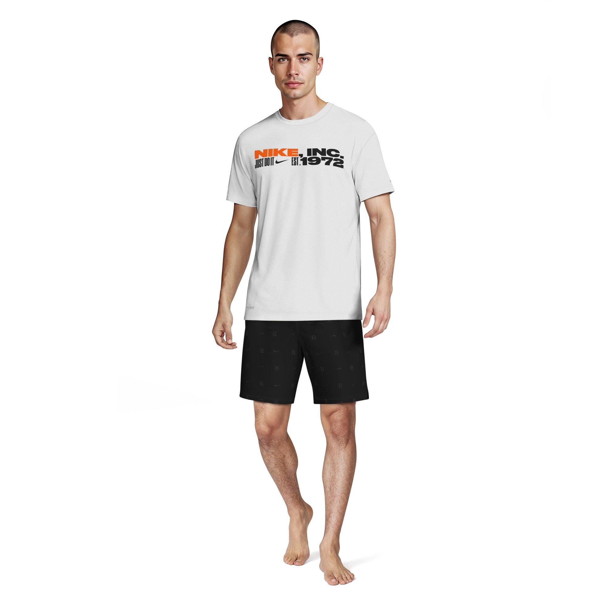 Nike Men's Swim Hydroguard Dri-FIT UV Short-Sleeve Top - WHITE Thumbnail View 6