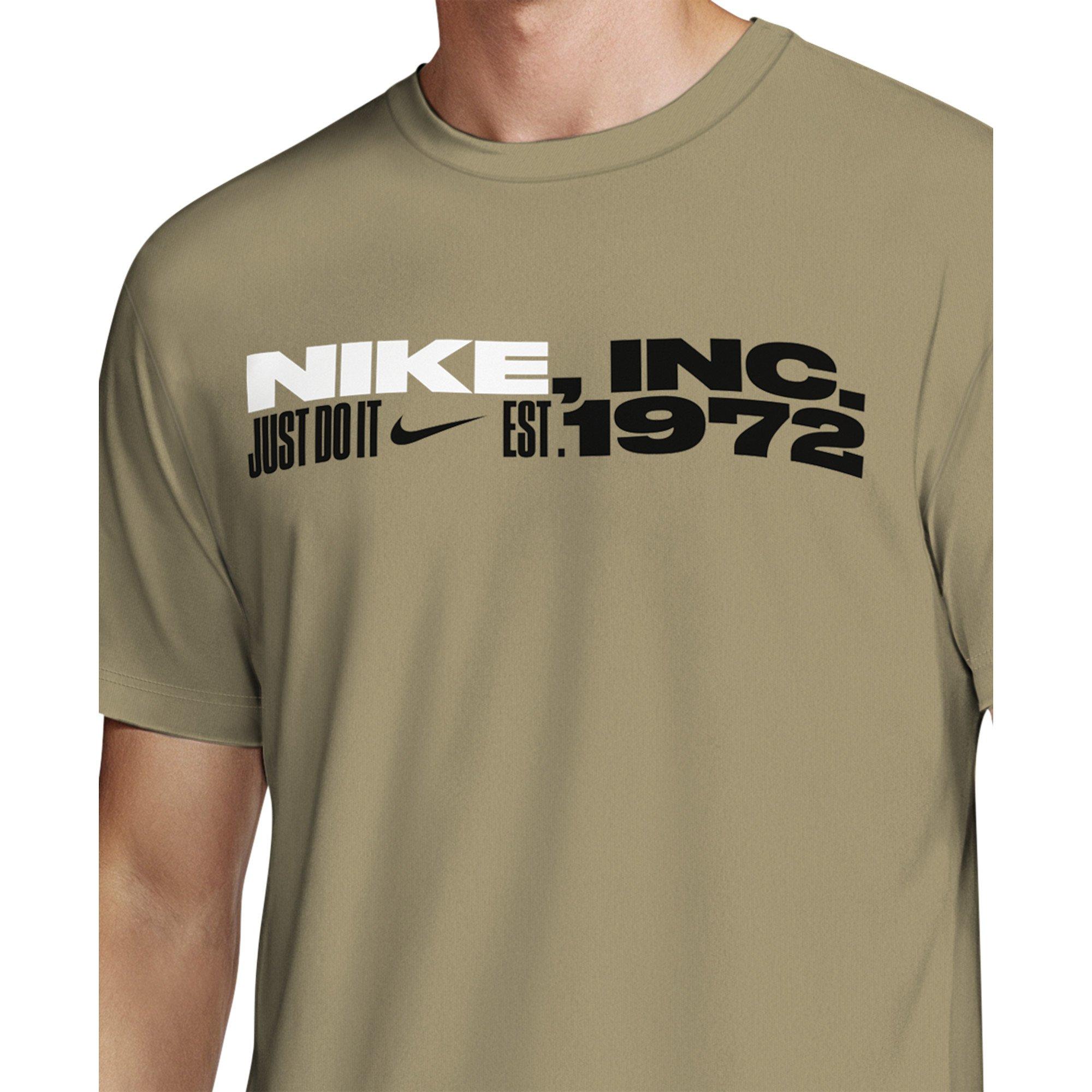 Nike Men's Swim Hydroguard Dri-FIT UV Short-Sleeve Top - BEIGE Thumbnail View 3