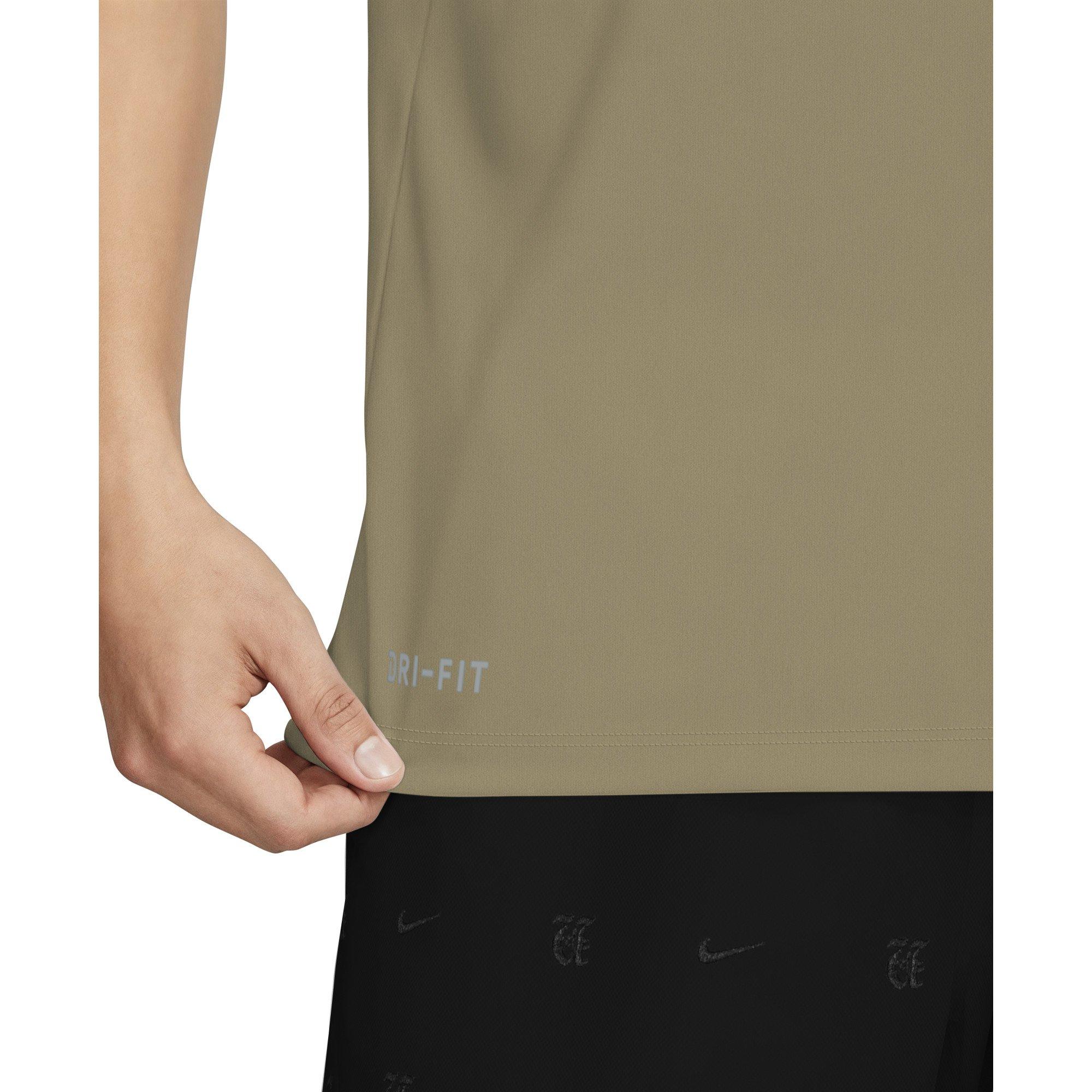 Nike Men's Swim Hydroguard Dri-FIT UV Short-Sleeve Top - BEIGE Thumbnail View 5