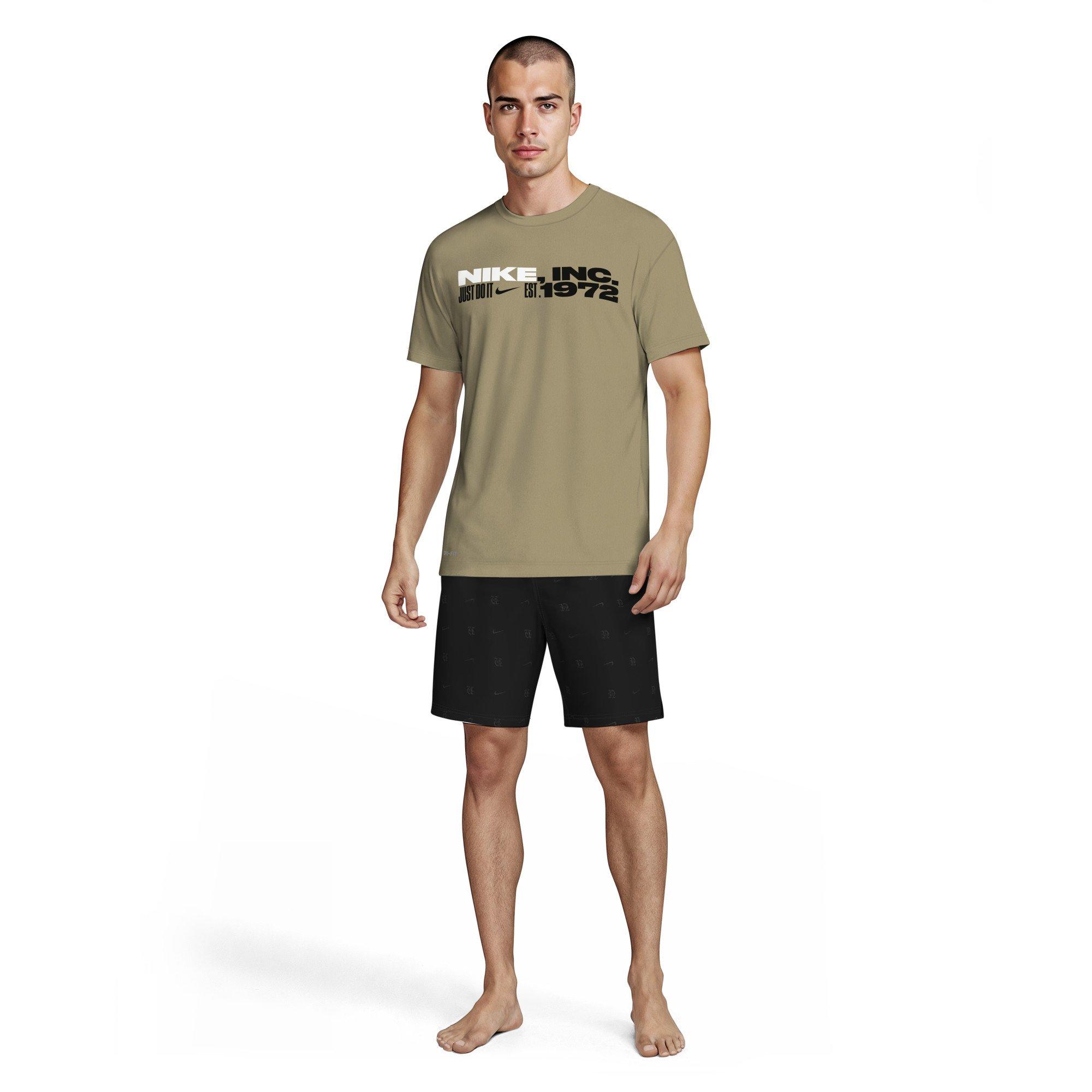 Nike Men's Swim Hydroguard Dri-FIT UV Short-Sleeve Top - BEIGE Thumbnail View 6