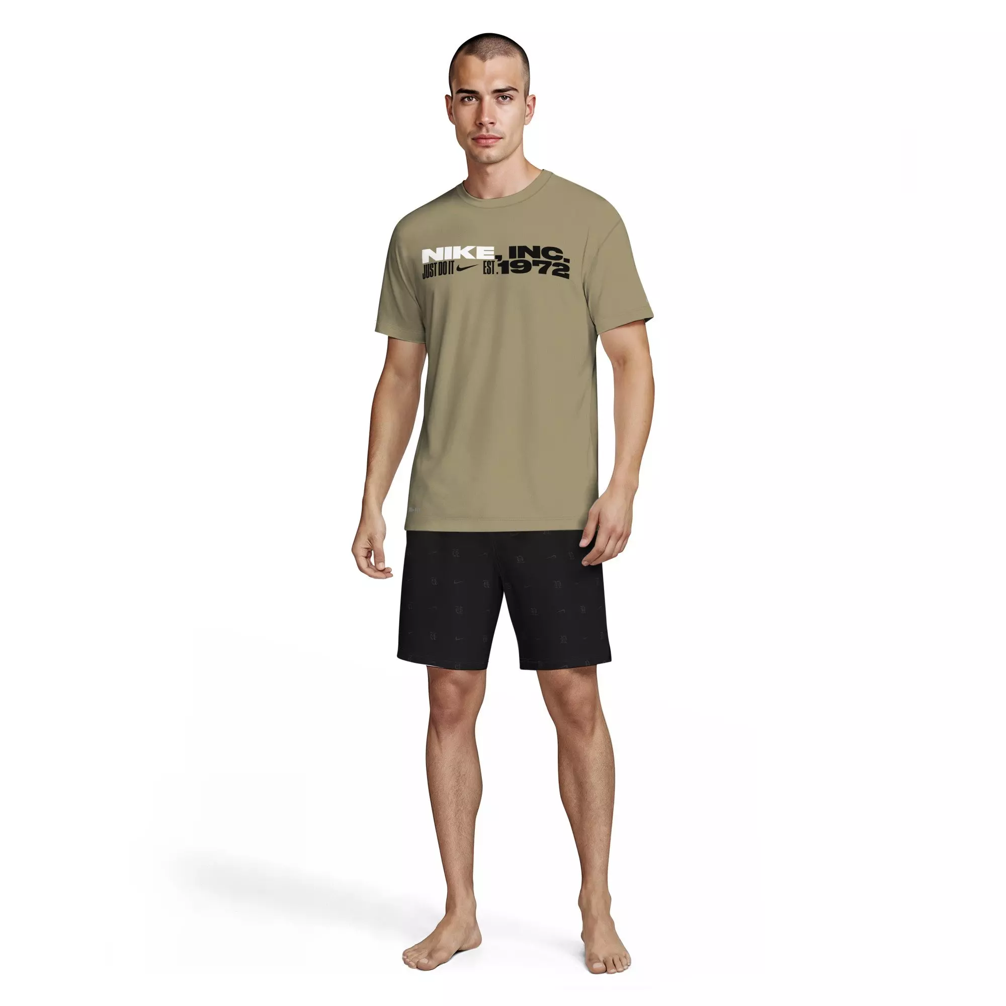 Nike Men's Swim Hydroguard Dri-FIT UV Short-Sleeve Top - BEIGE