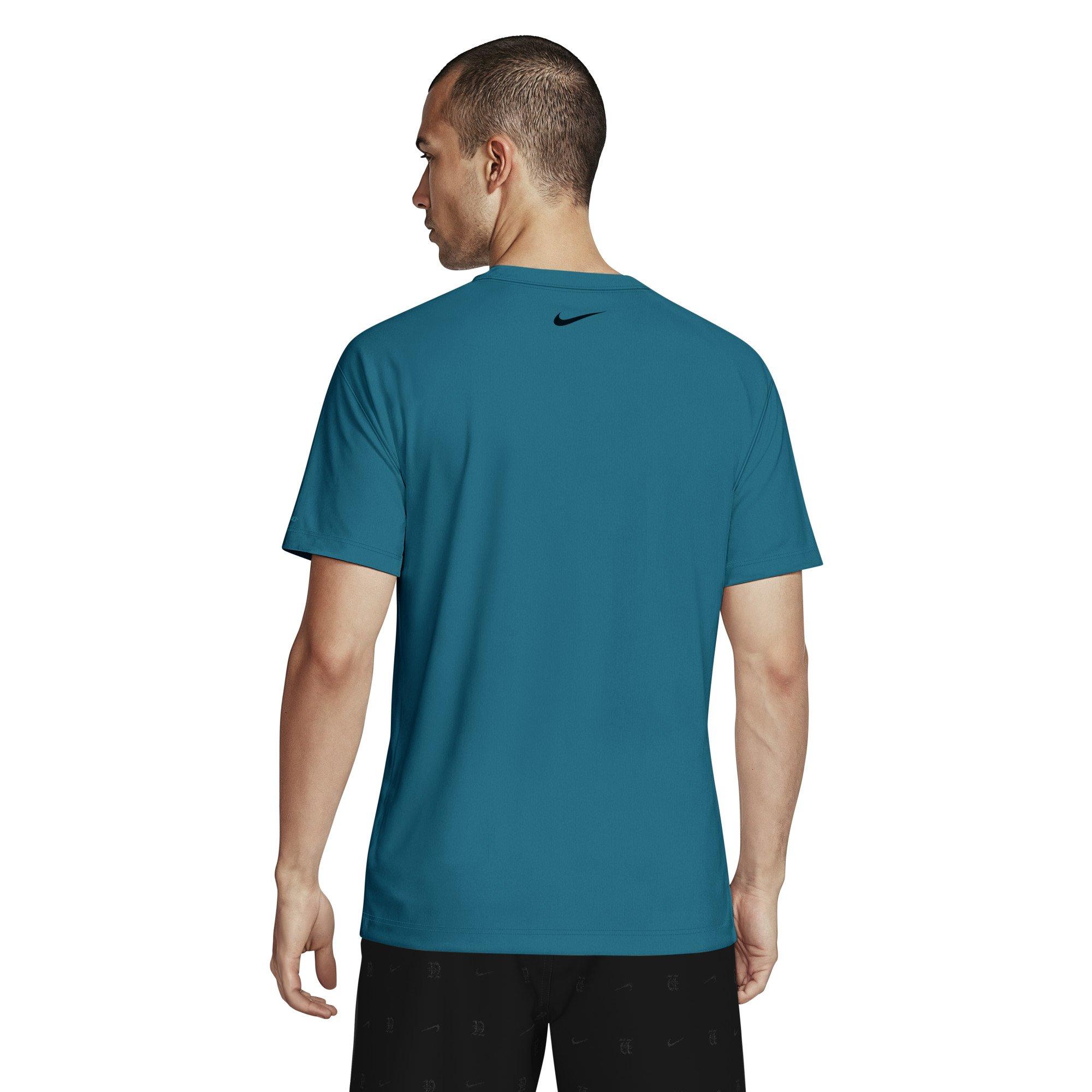 Nike Men's Swim Hydroguard Dri-FIT UV Short-Sleeve Top - GREEN Thumbnail View 2