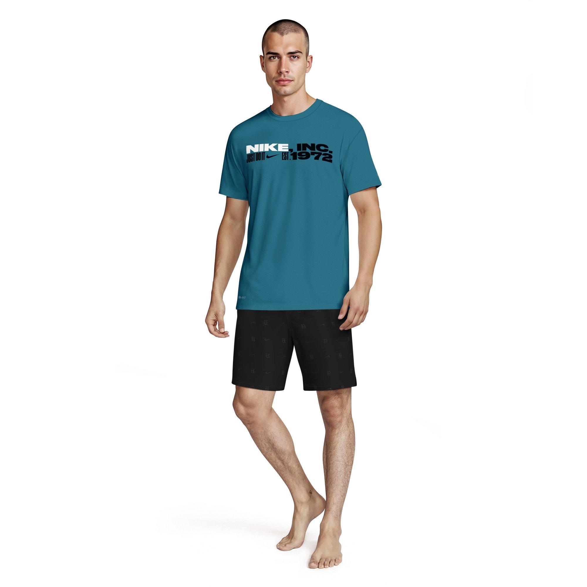 Nike Men's Swim Hydroguard Dri-FIT UV Short-Sleeve Top - GREEN Thumbnail View 6