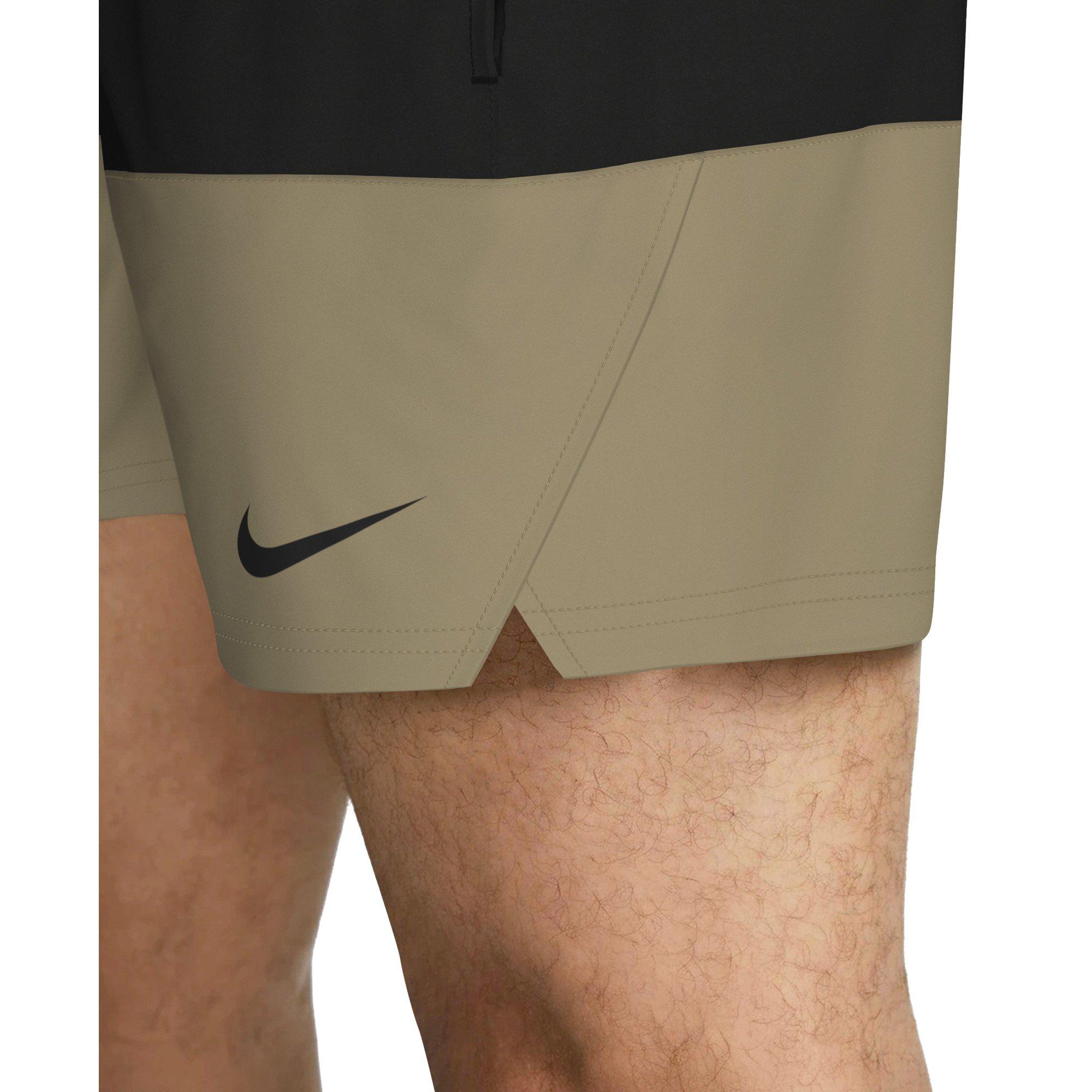 Nike Men's Swim Split 5" Brief-Lined Volley Swim Shorts - BLACK/BEIGE Thumbnail View 4