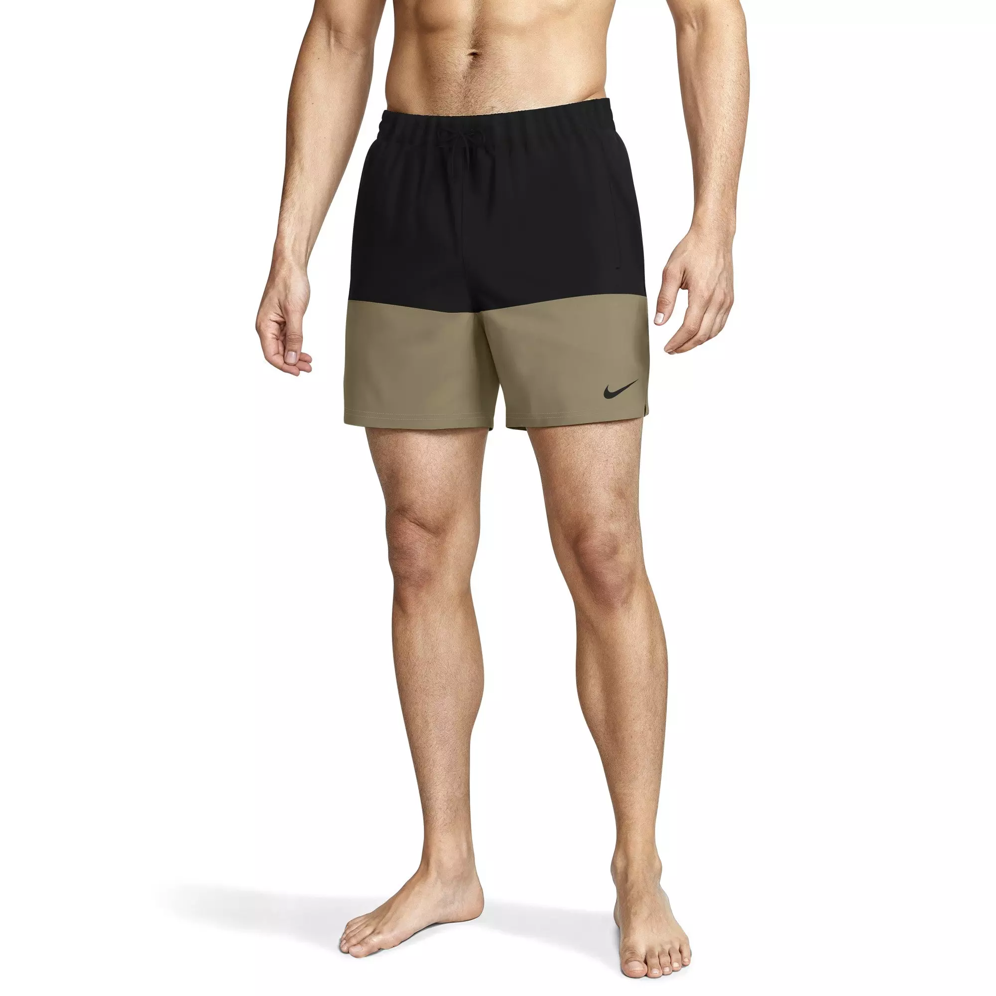 Nike Men's Swim Split 5" Brief-Lined Volley Swim Shorts - BLACK/BEIGE