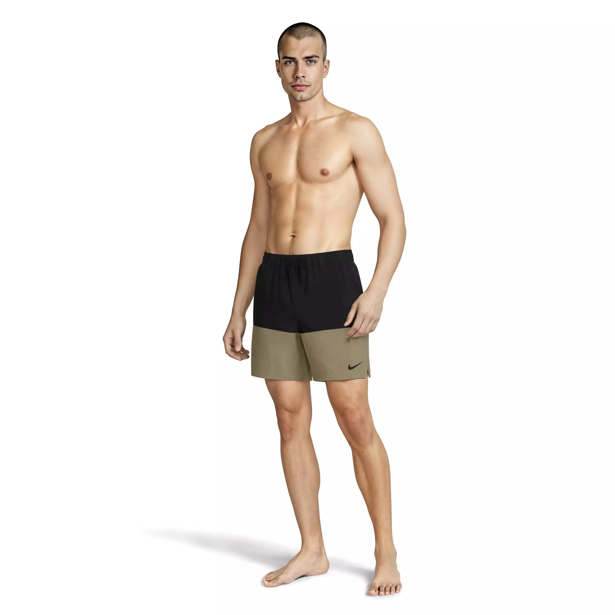 Nike Men's Swim Split 5" Brief-Lined Volley Swim Shorts - BLACK/BEIGE