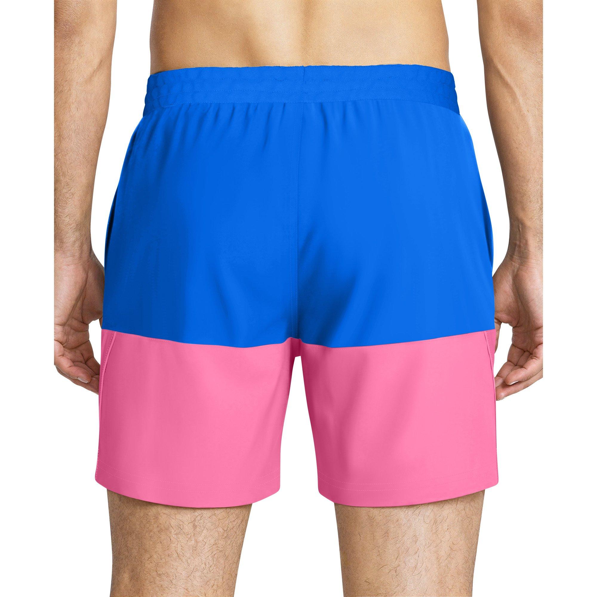 Nike Men's Swim Split 5" Brief-Lined Volley Swim Shorts - BLUE/PINK Thumbnail View 2