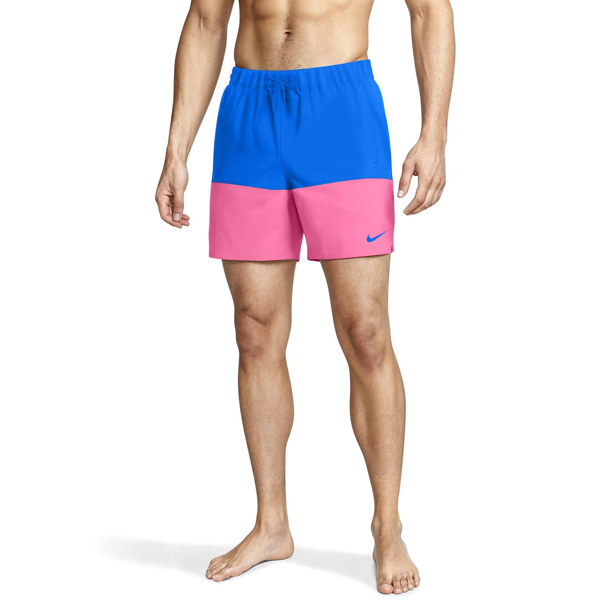 Nike Men's Swim Split 5" Brief-Lined Volley Swim Shorts - BLUE/PINK Thumbnail View 6