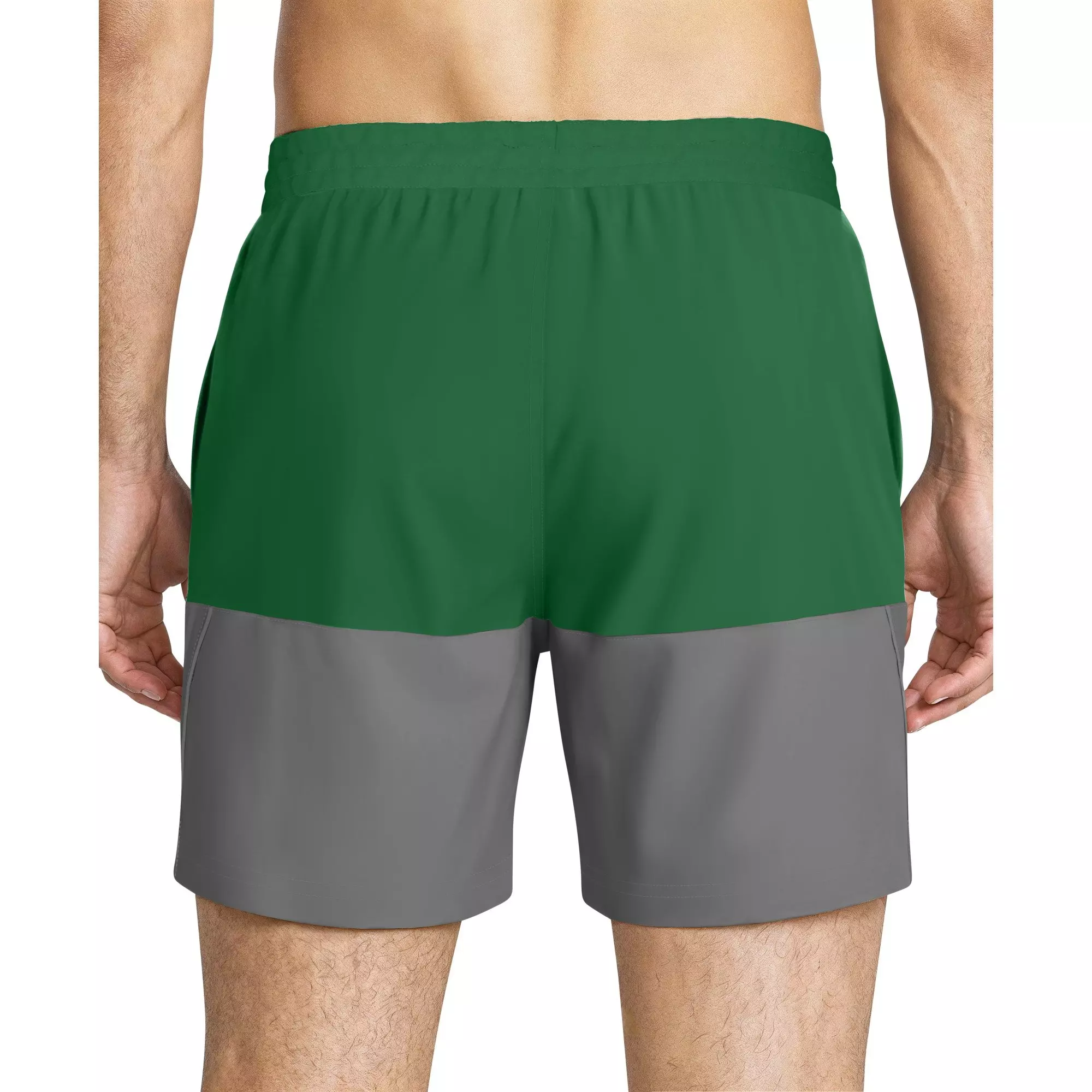 Nike Men's Swim Split 5" Brief-Lined Volley Swim Shorts - GREEN/GREY