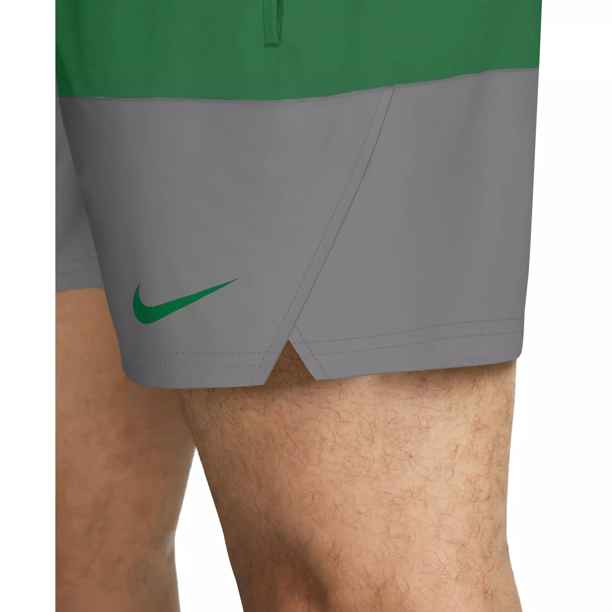 Nike Men's Swim Split 5" Brief-Lined Volley Swim Shorts - GREEN/GREY
