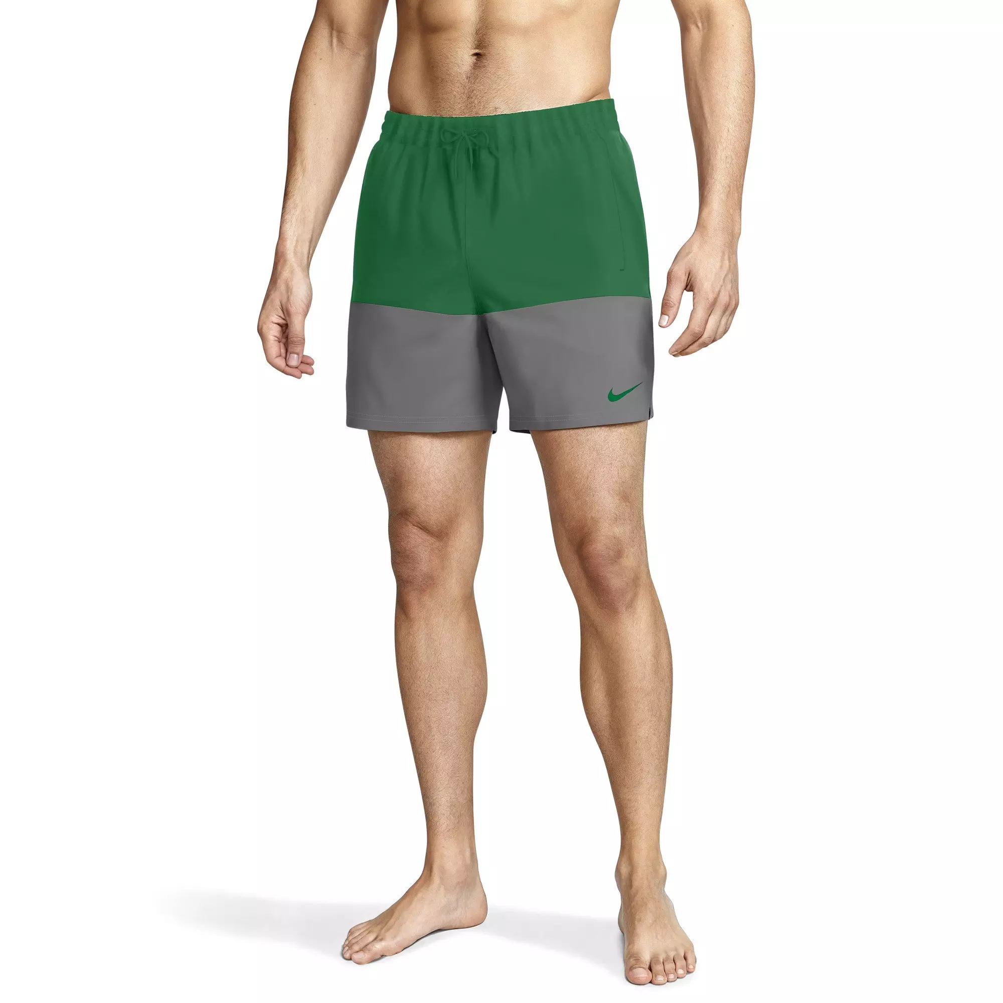 Nike Men's Swim Split 5" Brief-Lined Volley Swim Shorts - GREEN/GREY