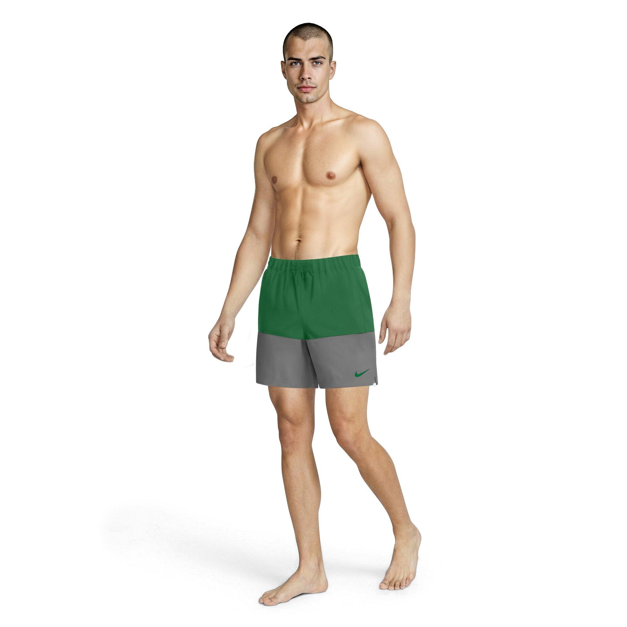 Nike Men's Swim Split 5" Brief-Lined Volley Swim Shorts - GREEN/GREY Thumbnail View 7