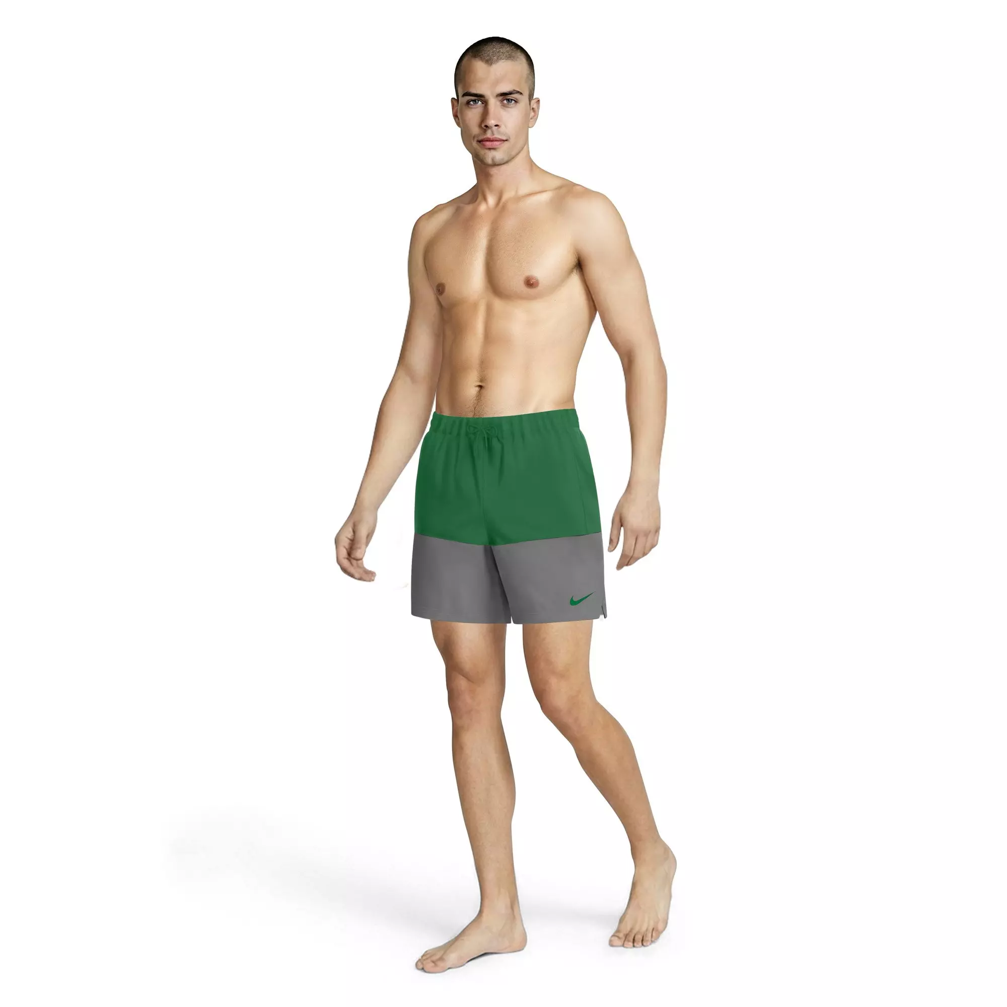 Nike Men's Swim Split 5" Brief-Lined Volley Swim Shorts - GREEN/GREY