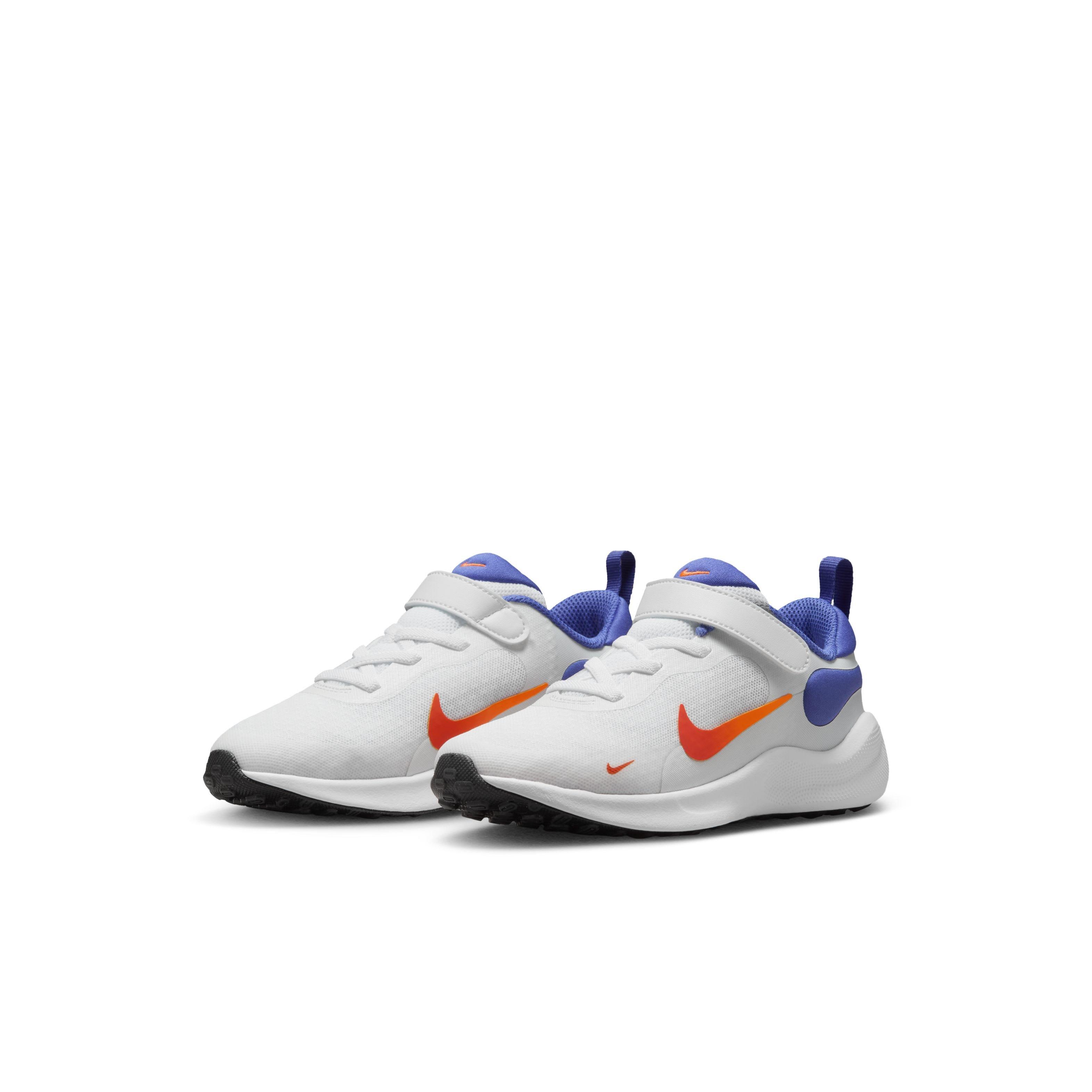 Nike Revolution 7 Preschool Boys' "White/Astronomy Blue/Total Orange/Team Orange" Running Shoe