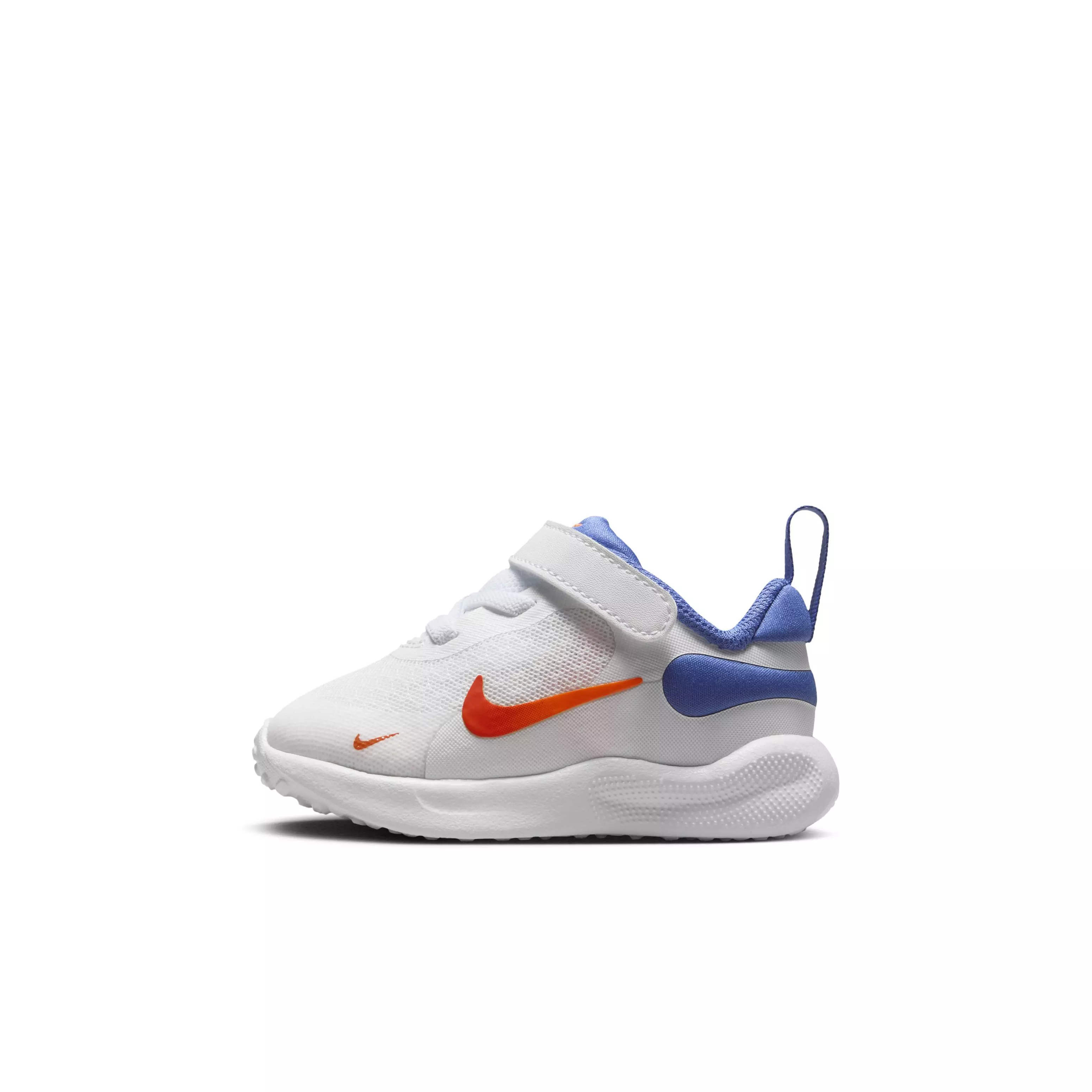 Nike Revolution 7 "White/Astronomy Blue/Total Orange/Team Orange" Infant Boys' Running Shoe - WHITE/BLUE/ORANGE/ORANGE