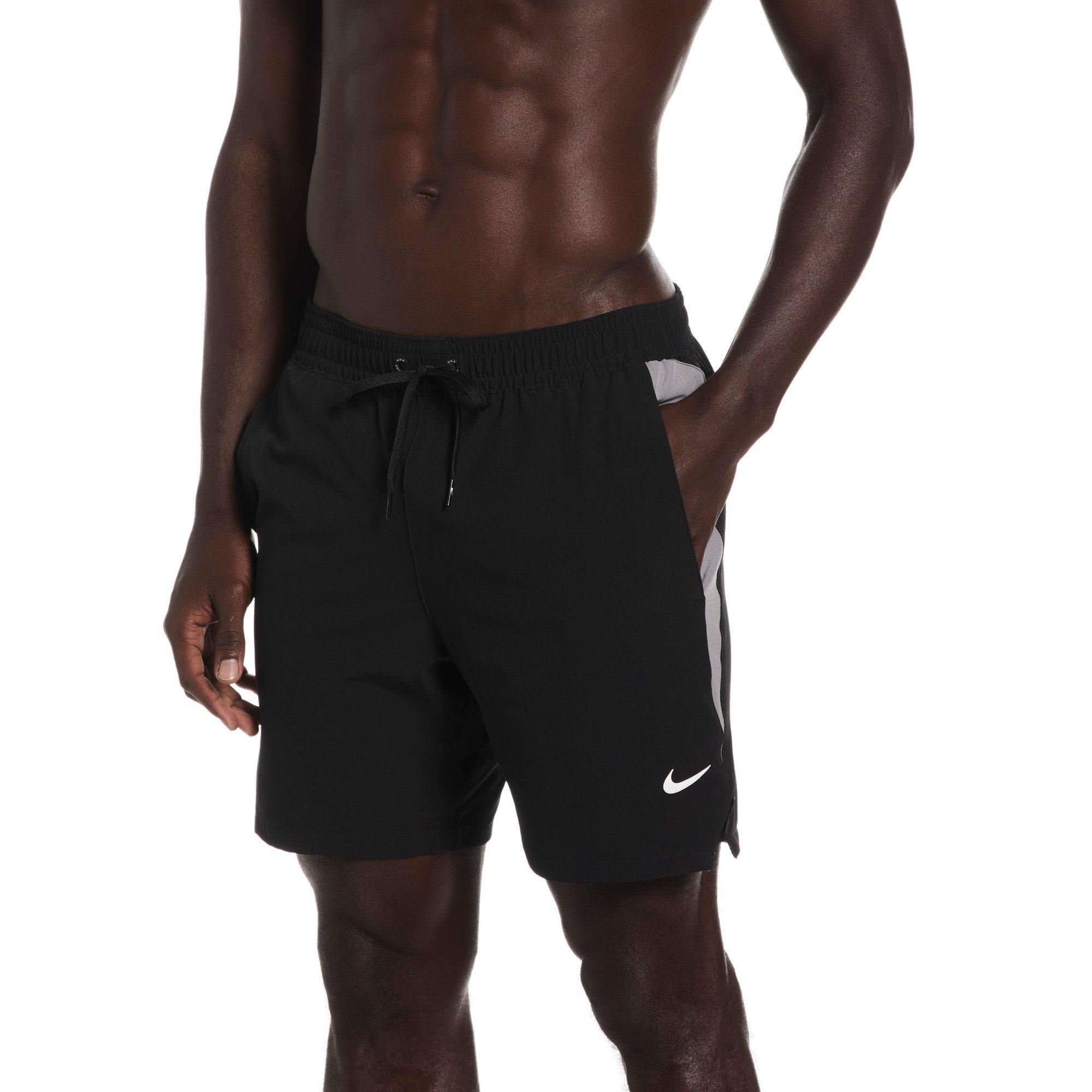 Nike Men's Swim Contend Essential 7" Brief-Lined Volley Swim Shorts - BLACK Thumbnail View 1