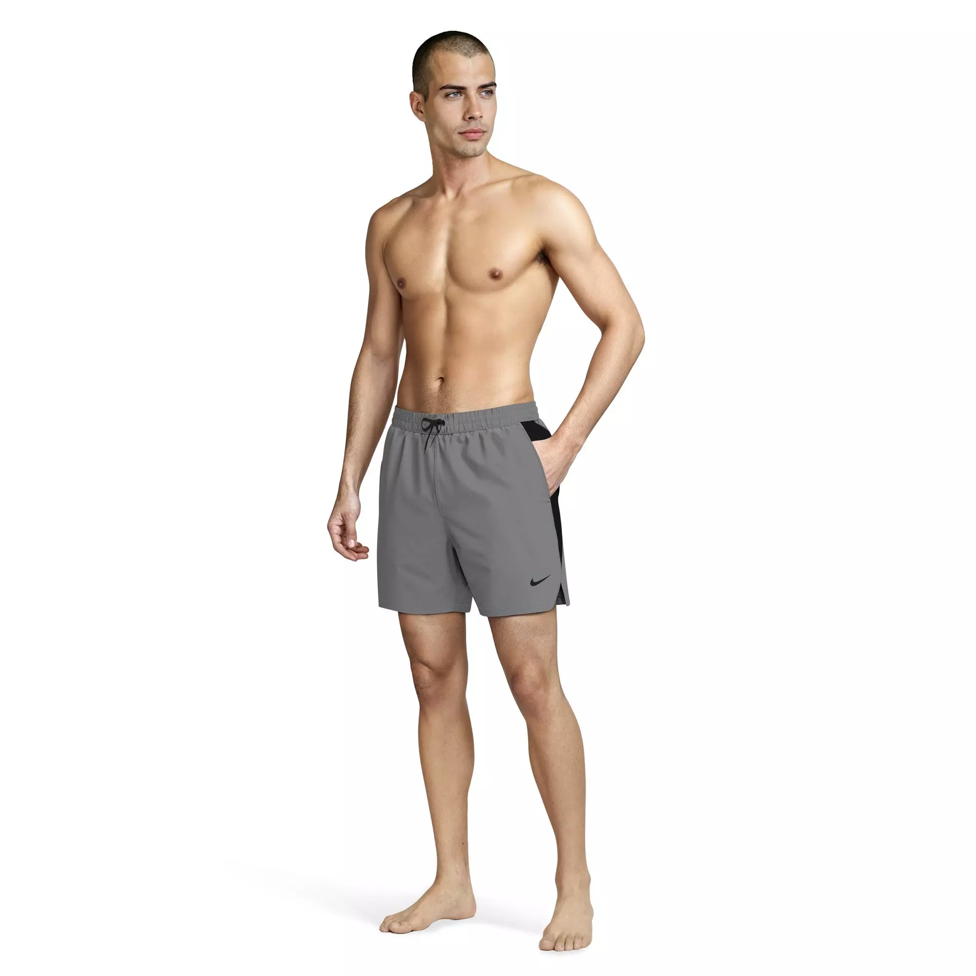 Nike Men's Swim Contend Essential 7" Brief-Lined Volley Swim Shorts - GREY