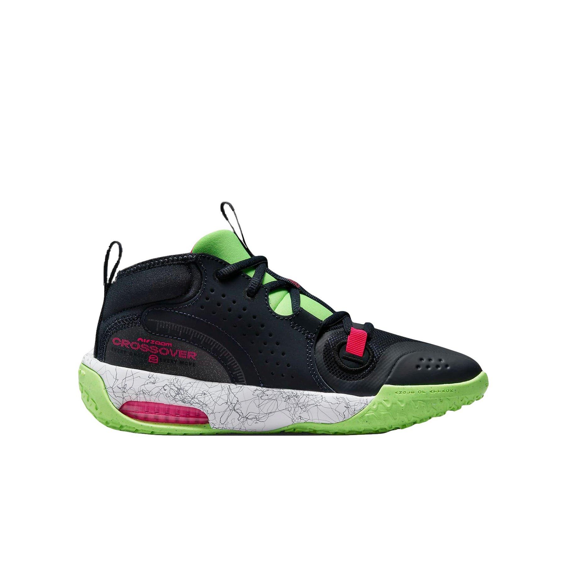 Nike Air Zoom Crossover 2 "Dark Obsidian/Lime Blast/Fierce Pink/White" Grade School Boys' Basketball Shoe - DK OBSIDIAN/LIME/PINK/WHITE Thumbnail View 1