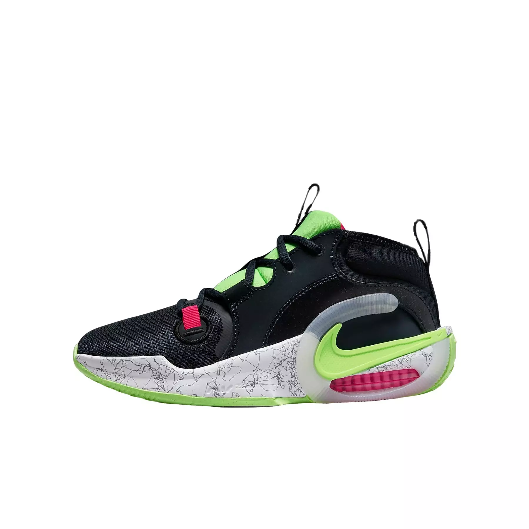 Nike Air Zoom Crossover 2 "Dark Obsidian/Lime Blast/Fierce Pink/White" Grade School Boys' Basketball Shoe - DK OBSIDIAN/LIME/PINK/WHITE
