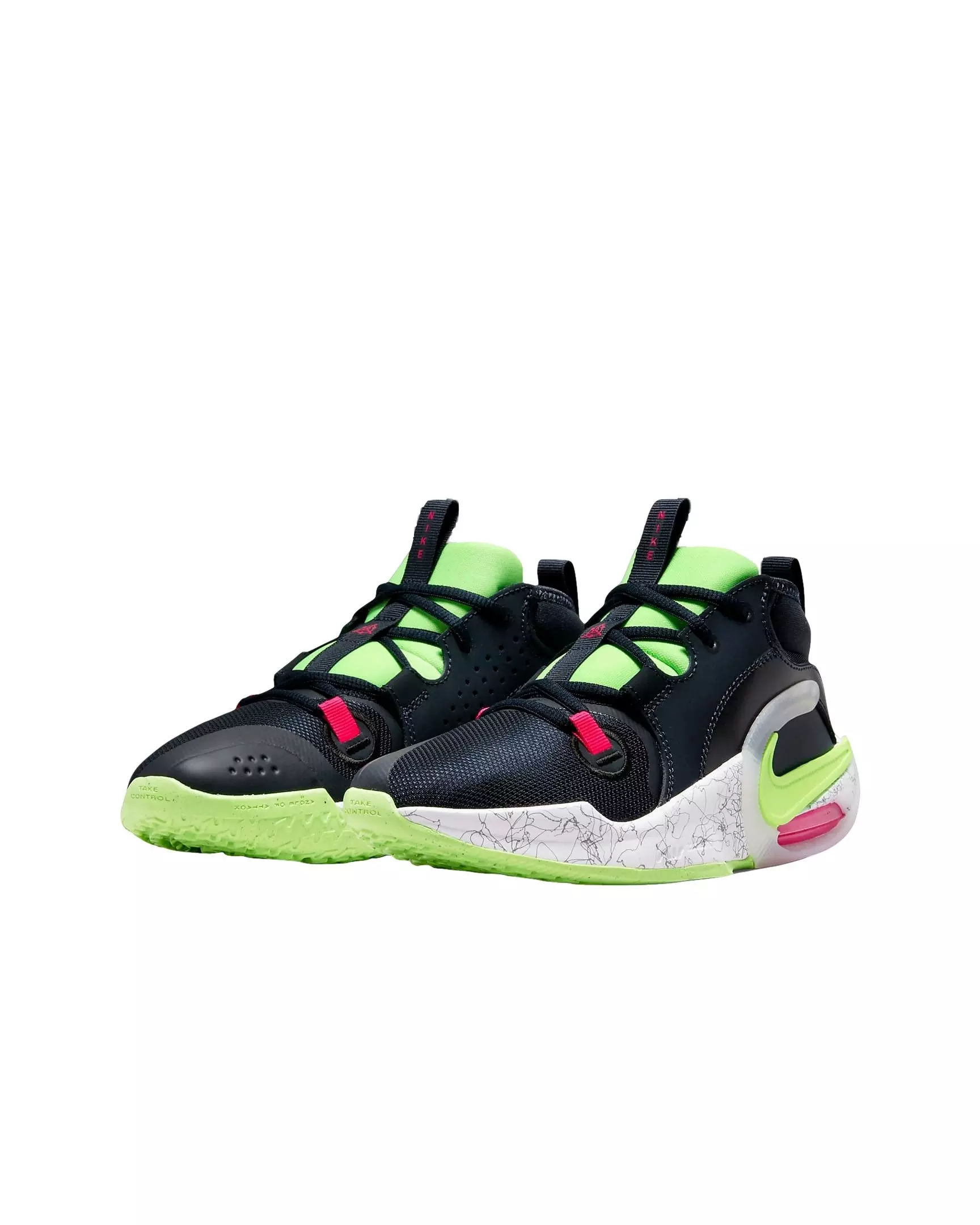 Nike Air Zoom Crossover 2 "Dark Obsidian/Lime Blast/Fierce Pink/White" Grade School Boys' Basketball Shoe - DK OBSIDIAN/LIME/PINK/WHITE