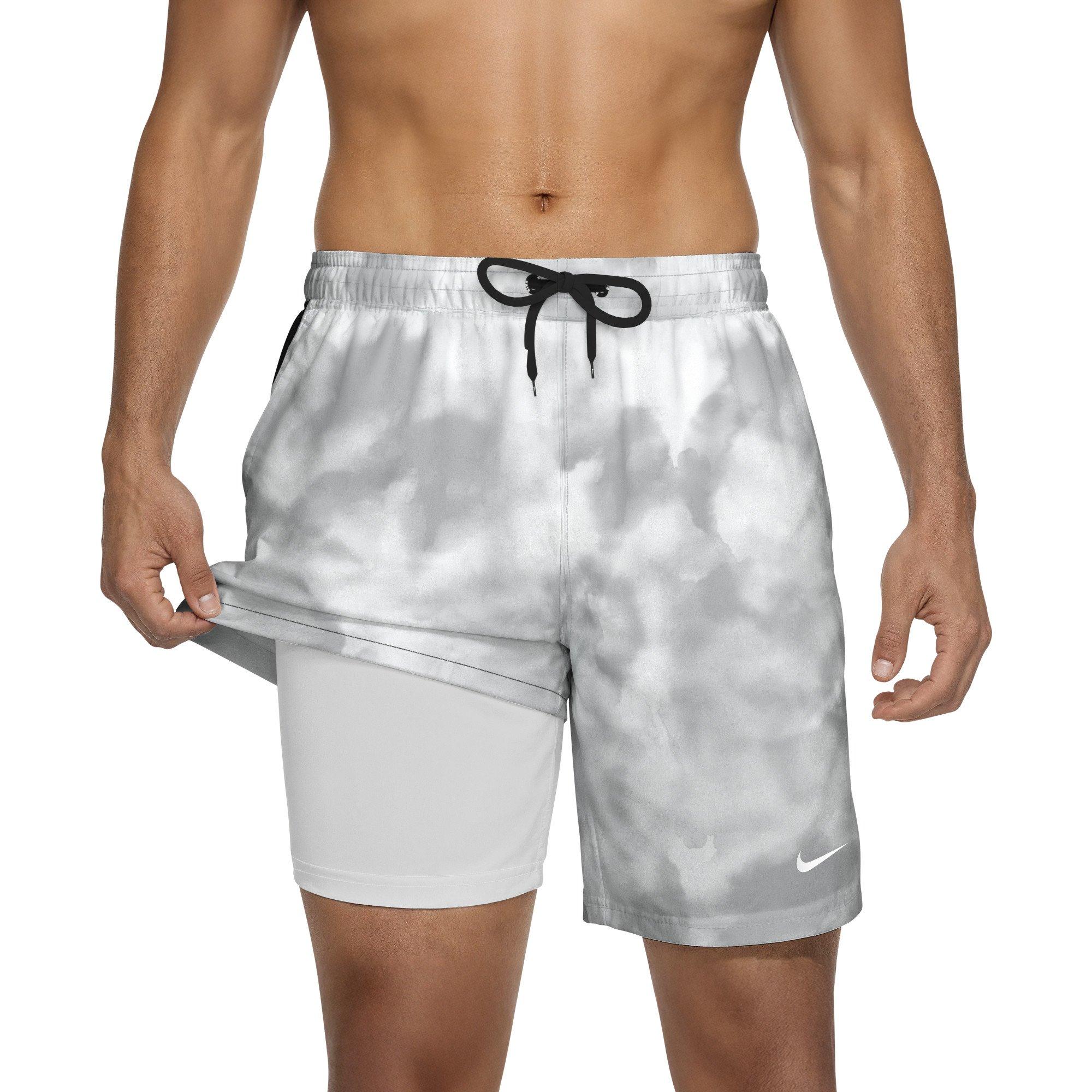 Nike Men's Swim Contend 7" Boxer Volley Short - GREY/WHITE Thumbnail View 6