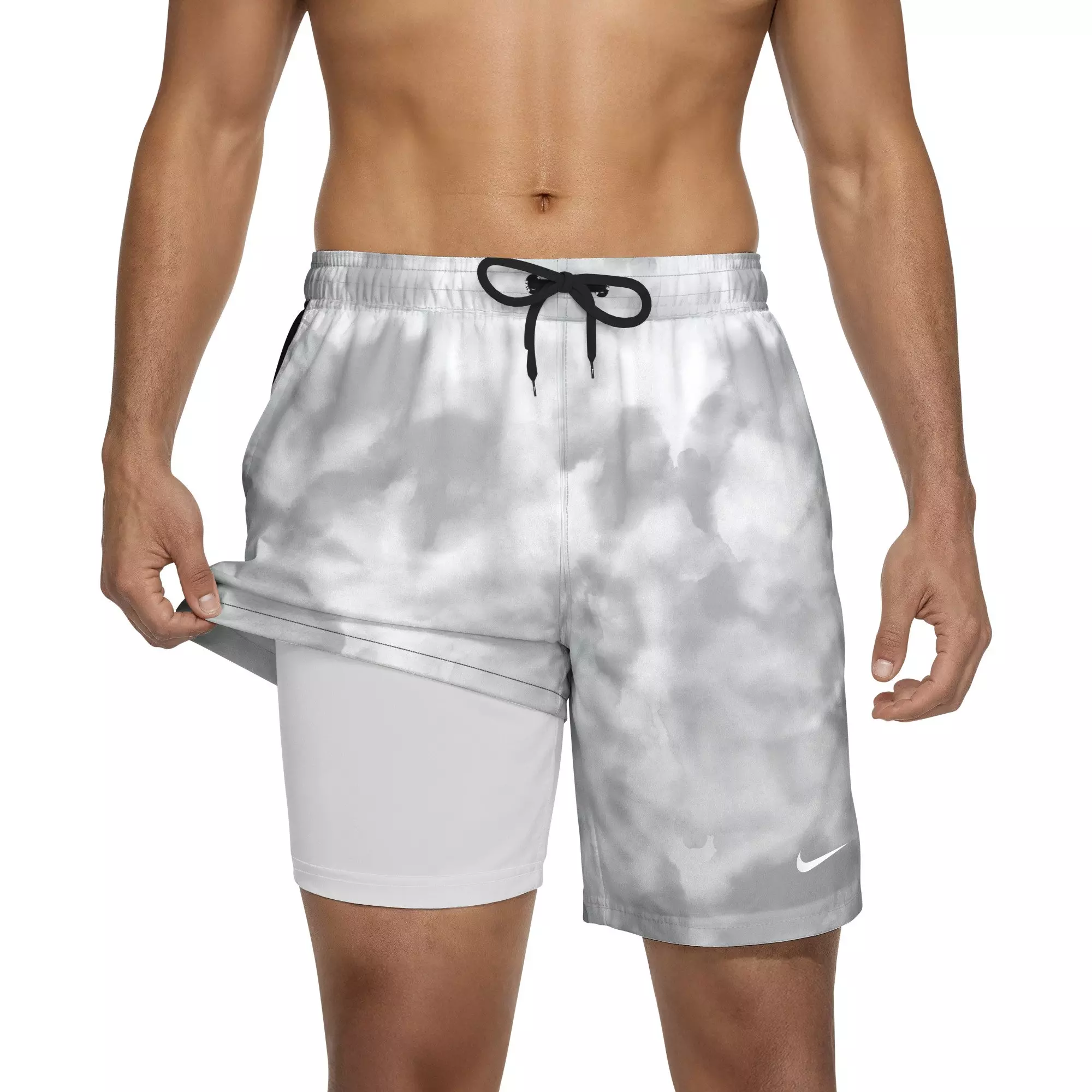 Nike Men's Swim Contend 7" Boxer Volley Short - GREY/WHITE