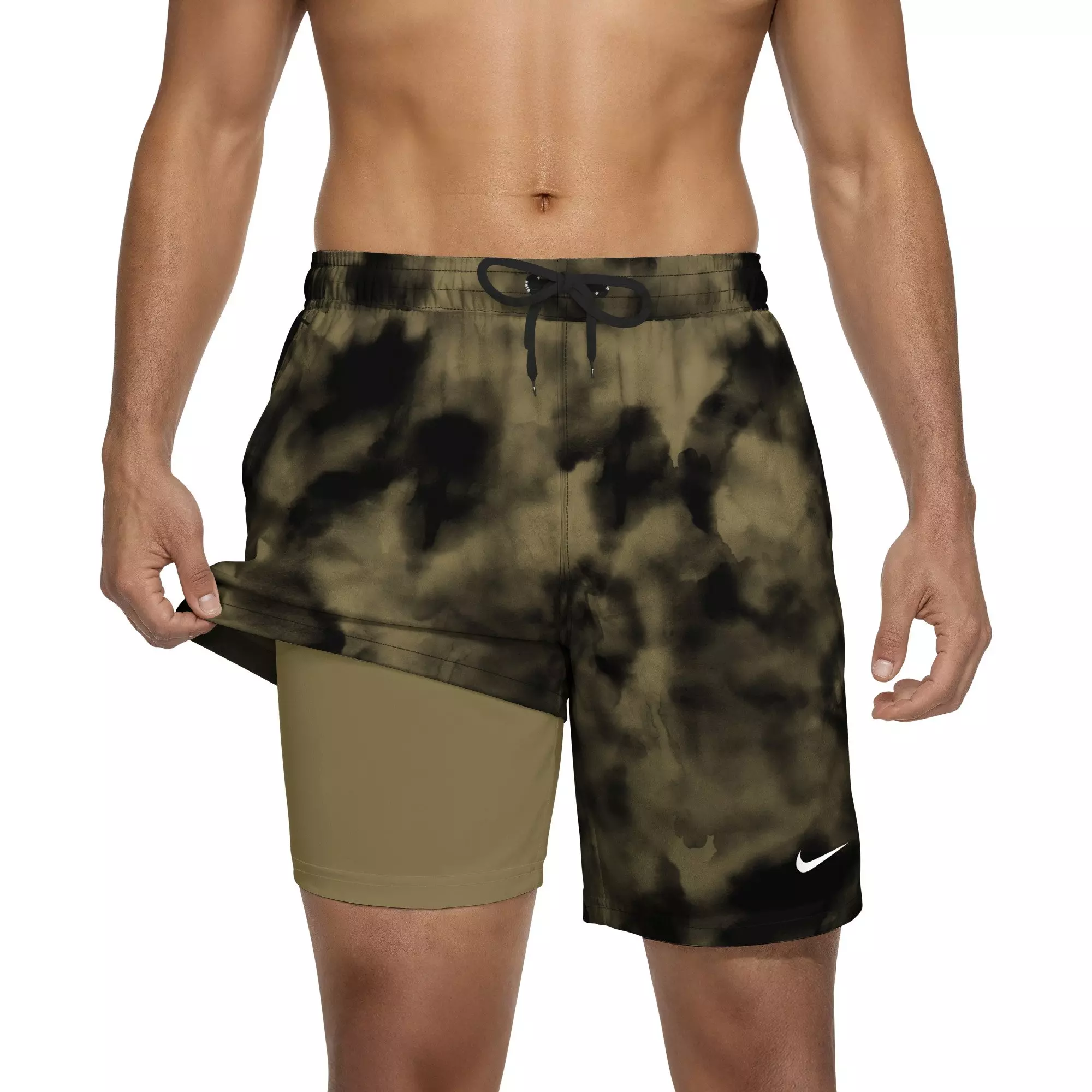 Nike Men's Swim Contend 7" Boxer Volley Short - BEIGE/BLACK