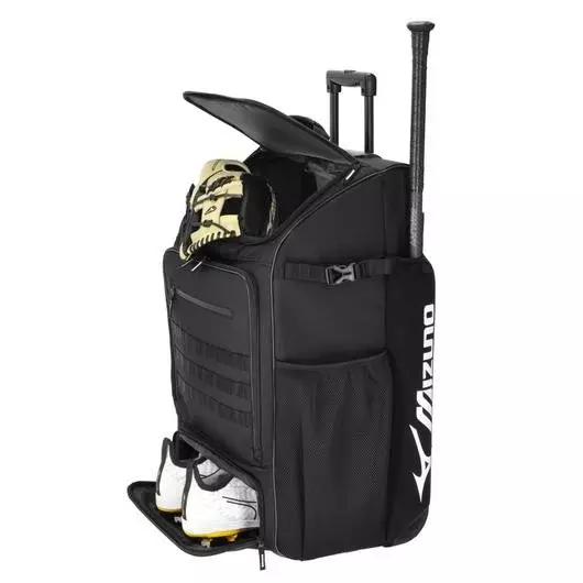 Mizuno Samurai Catcher's Wheel Batpack - Black - BLACK