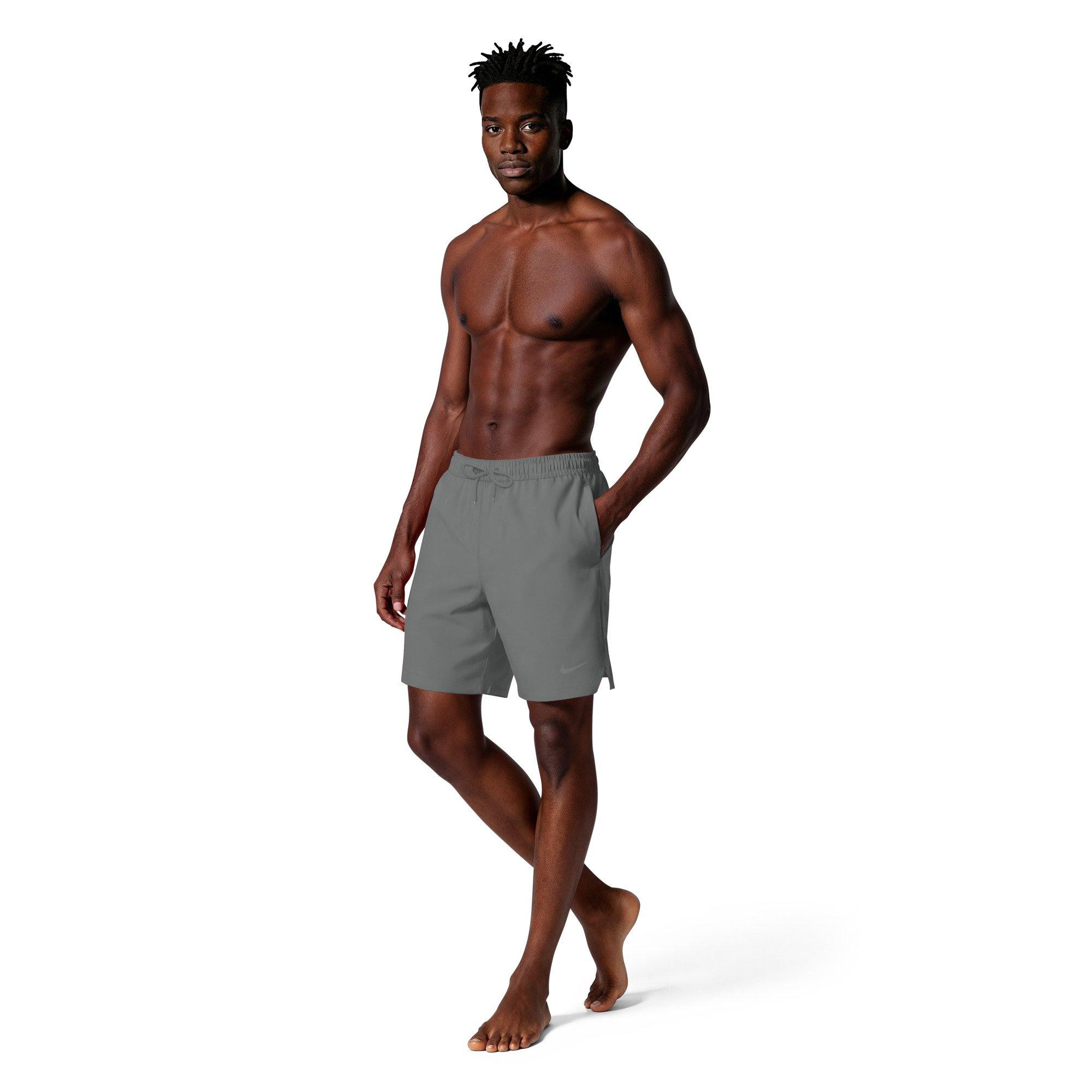 Nike Men's Swim Contend Essential Brief-Lined 7" Volley Swim Shorts - GREY Thumbnail View 7
