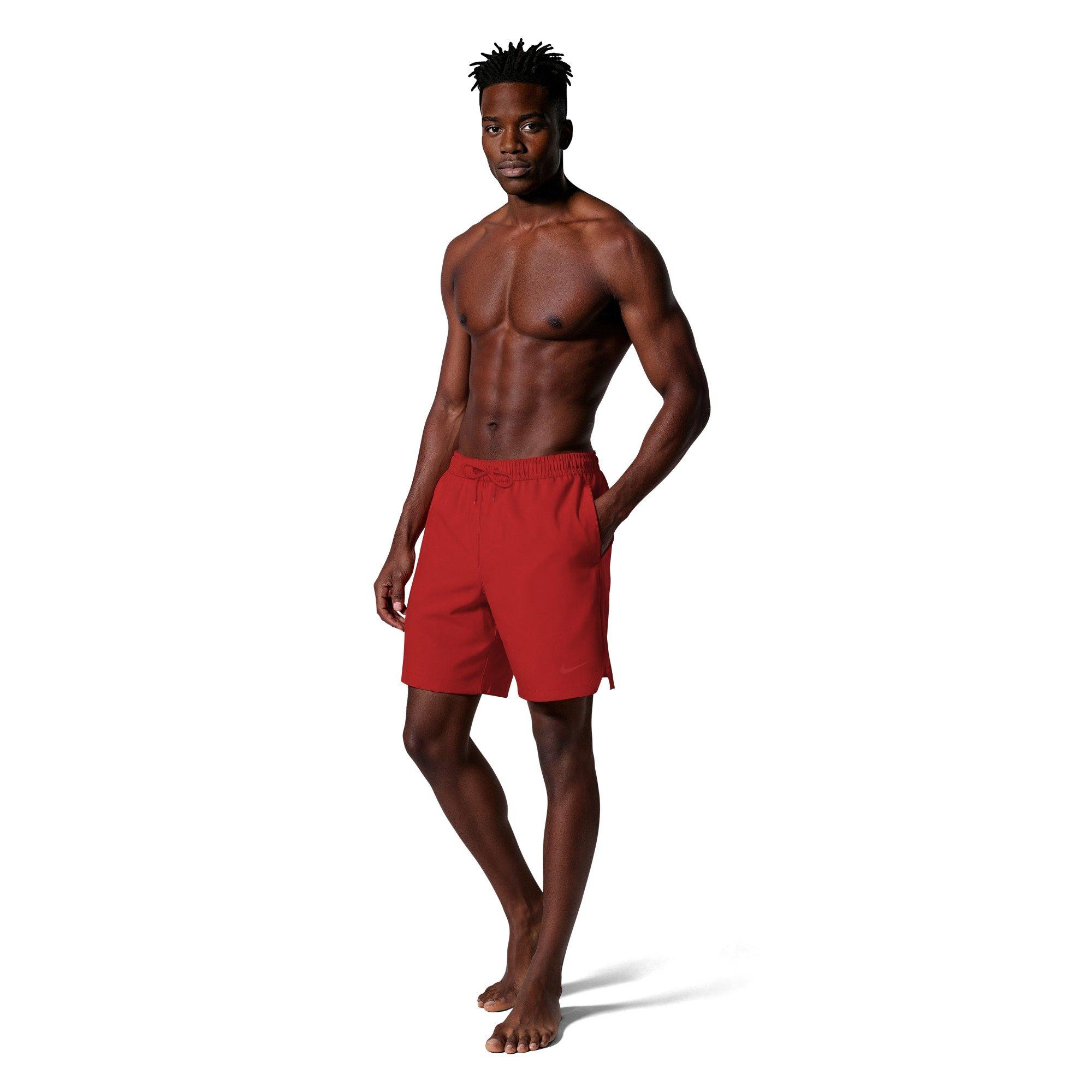 Nike Men's Swim Contend Essential Brief-Lined 7" Volley Swim Shorts - RED Thumbnail View 7