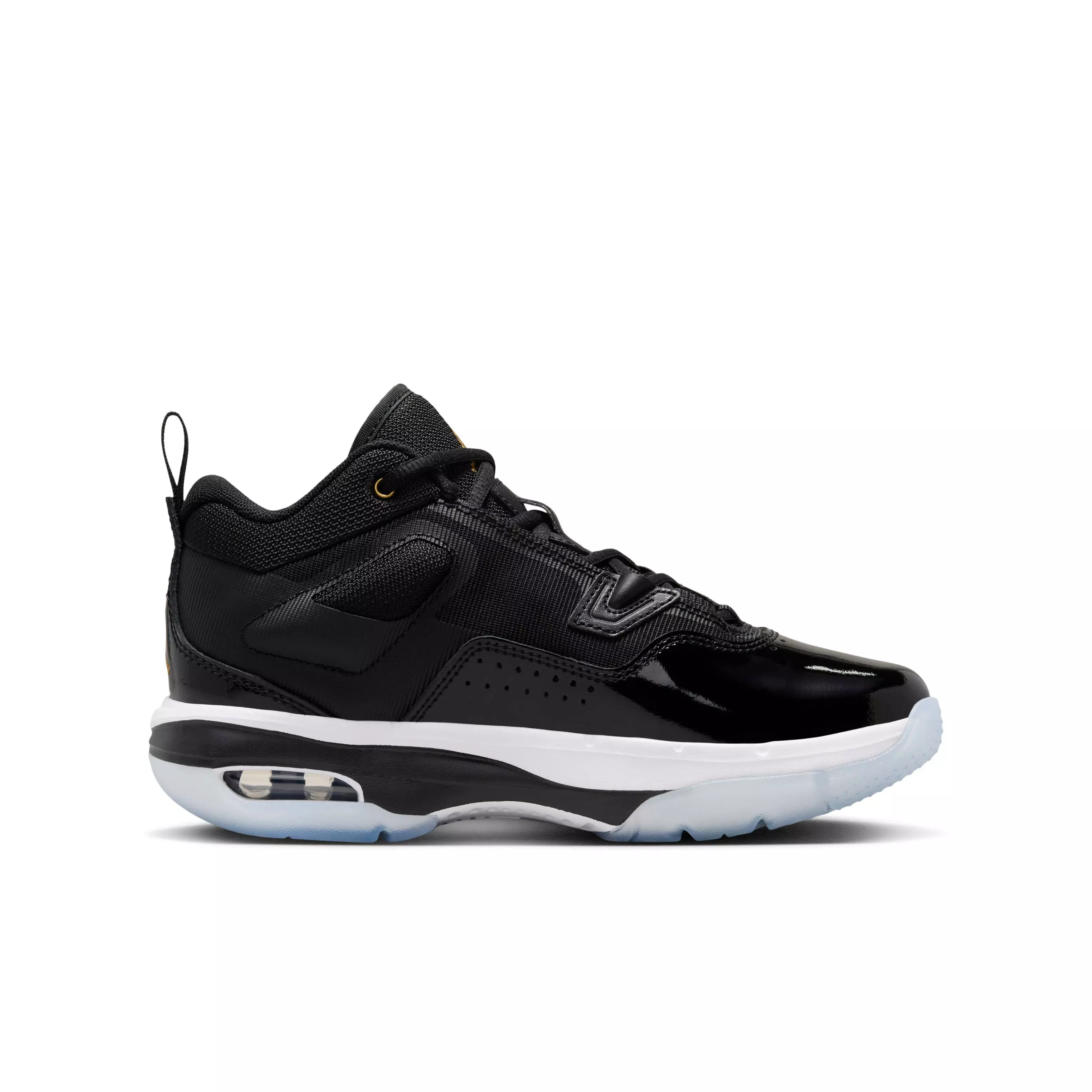 Jordan Stay Loyal 3 "Black/White/Football Grey/Metallic Gold" Grade School Boys' Shoe - BLACK/WHITE/GREY/GOLD