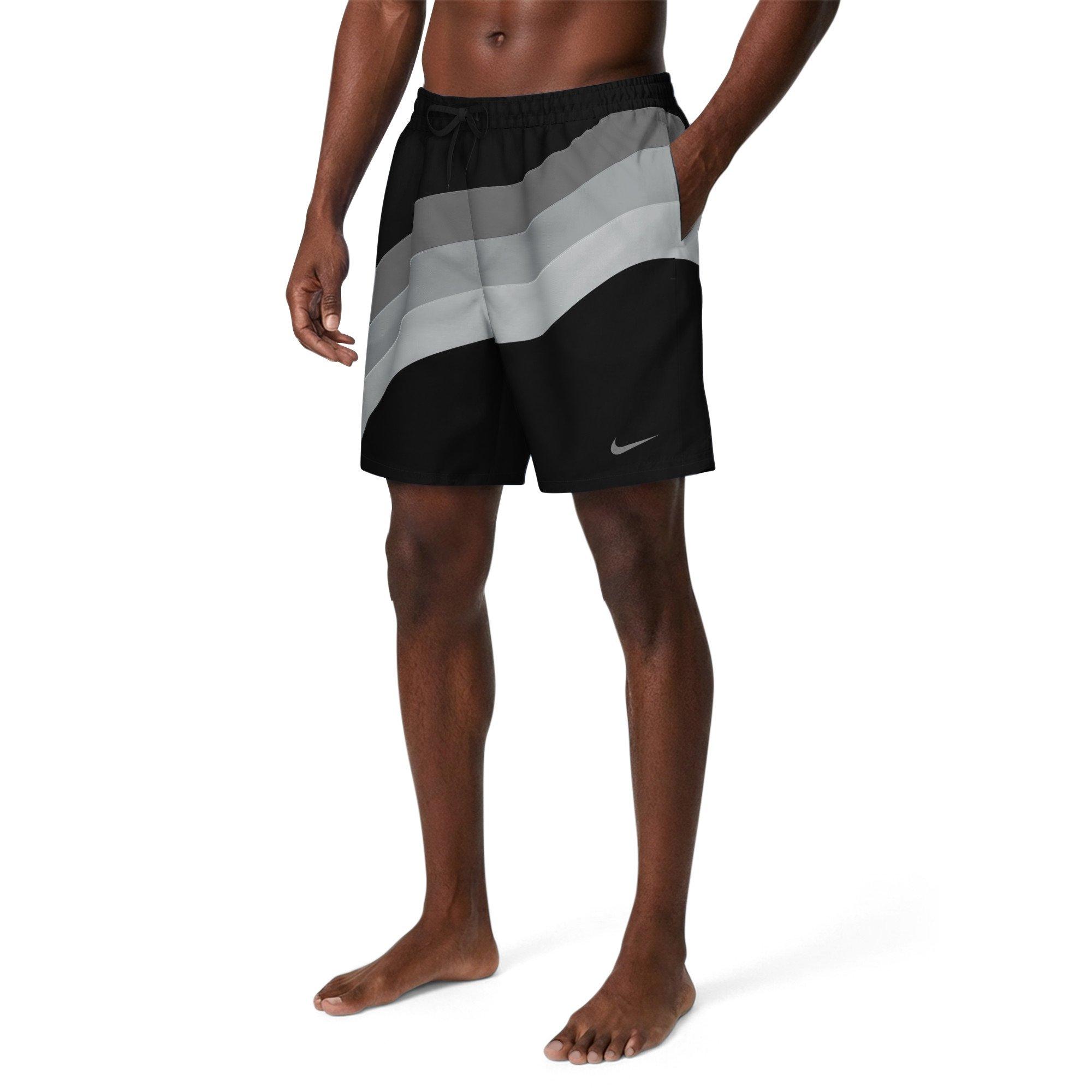 Nike Men's Swim Breaker Fully Lined 7" Volley Swim Shorts - BLACK/GREY Thumbnail View 6