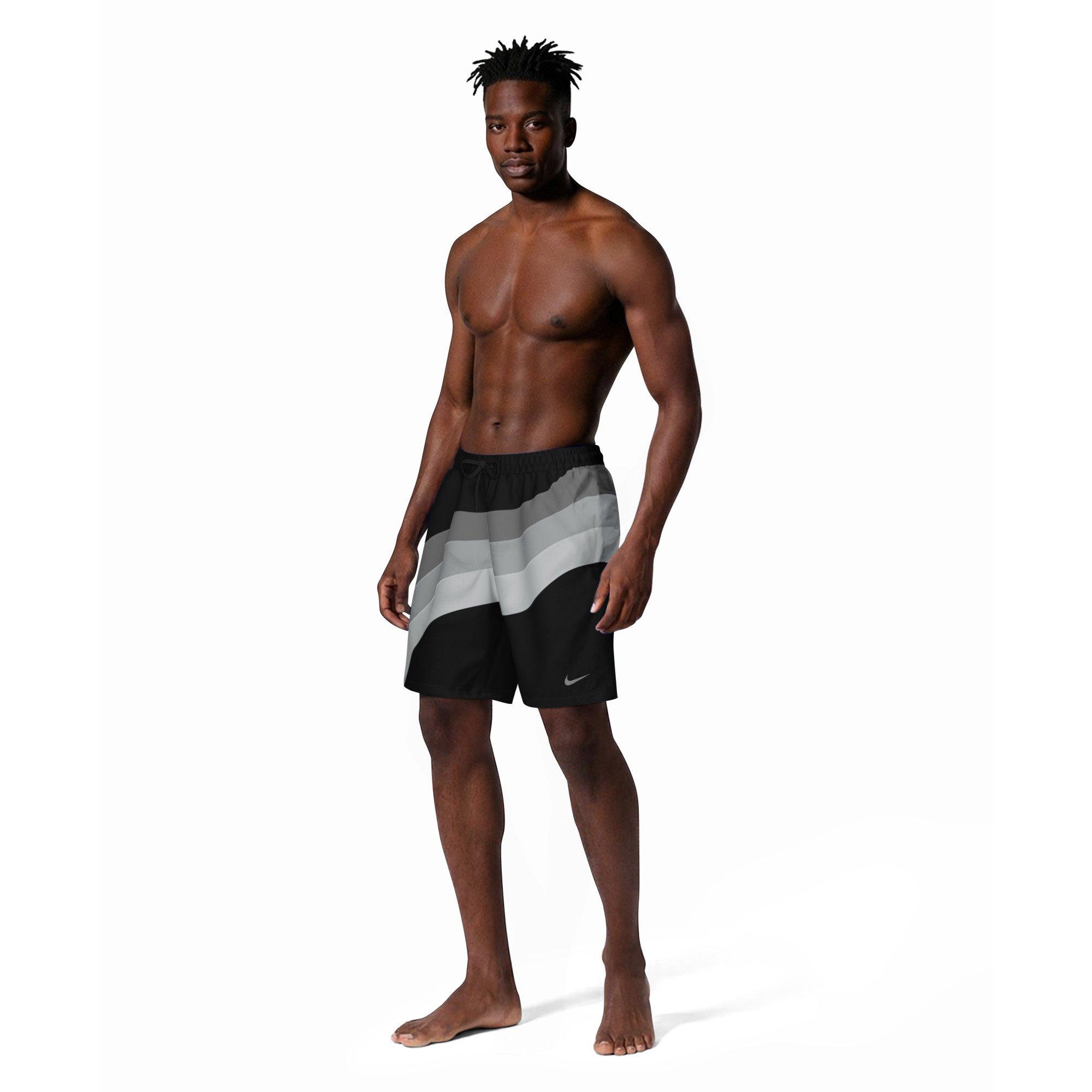 Nike Men's Swim Breaker Fully Lined 7" Volley Swim Shorts - BLACK/GREY Thumbnail View 7