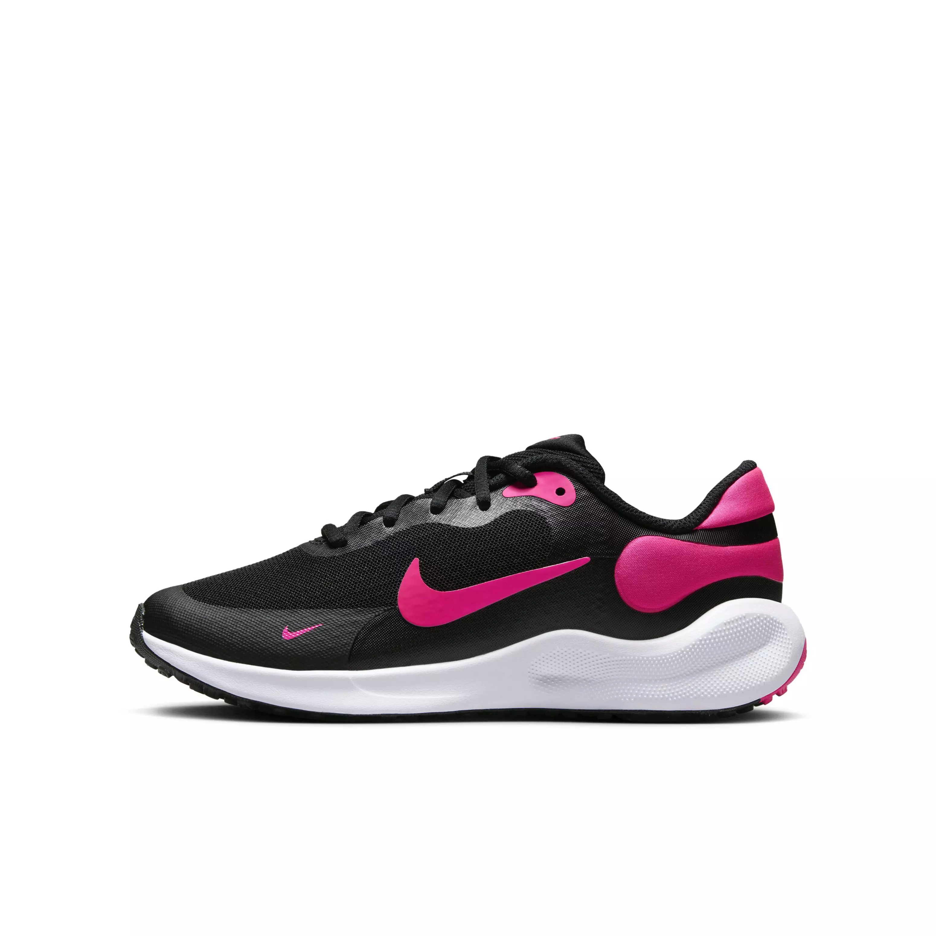 Nike Revolution 7 "Black/White/Hyper Pink" Grade School Girls' Running Shoe - BLACK/WHITE/PINK