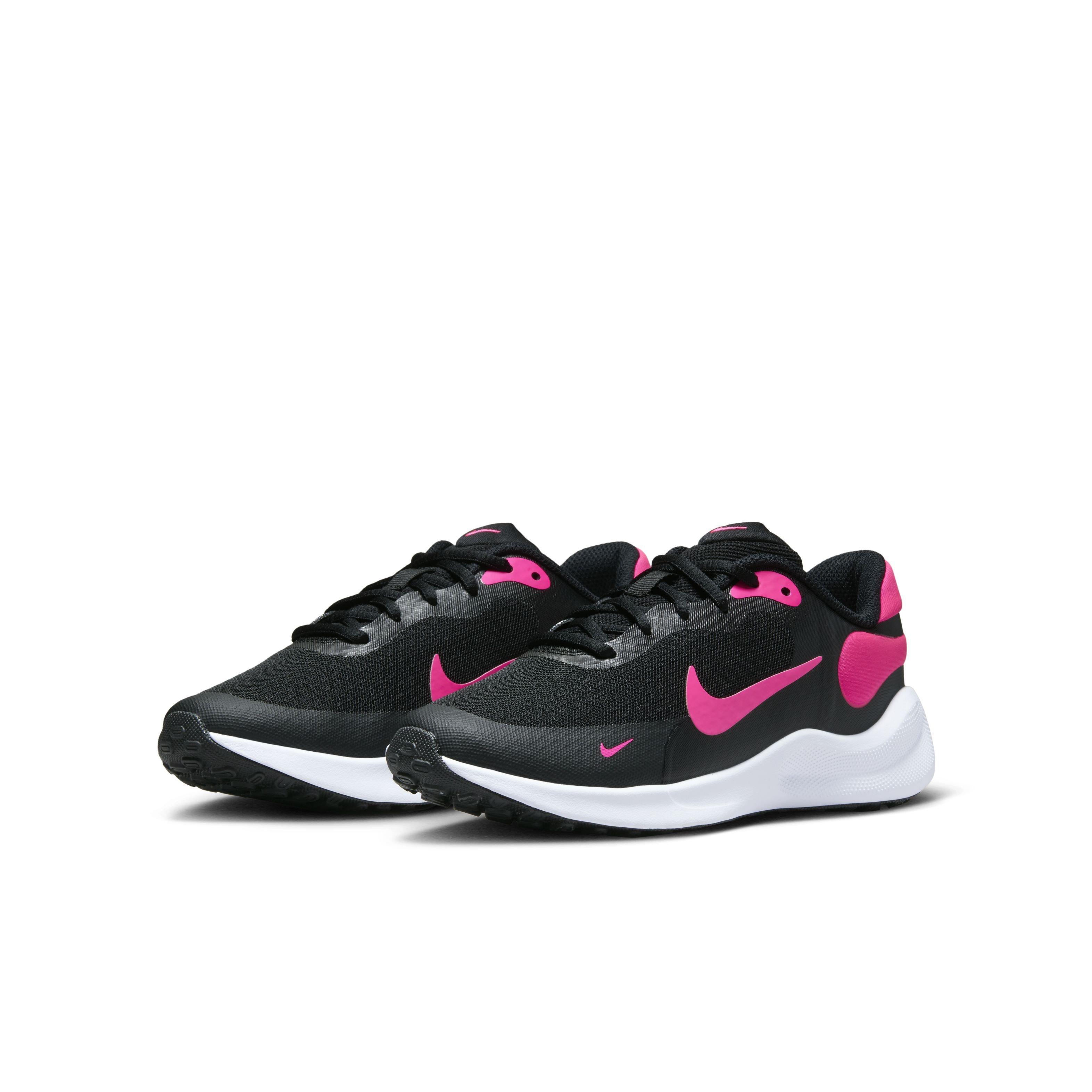 Nike Revolution 7 Grade School Girls' "Black/White/Hyper Pink" Running Shoe