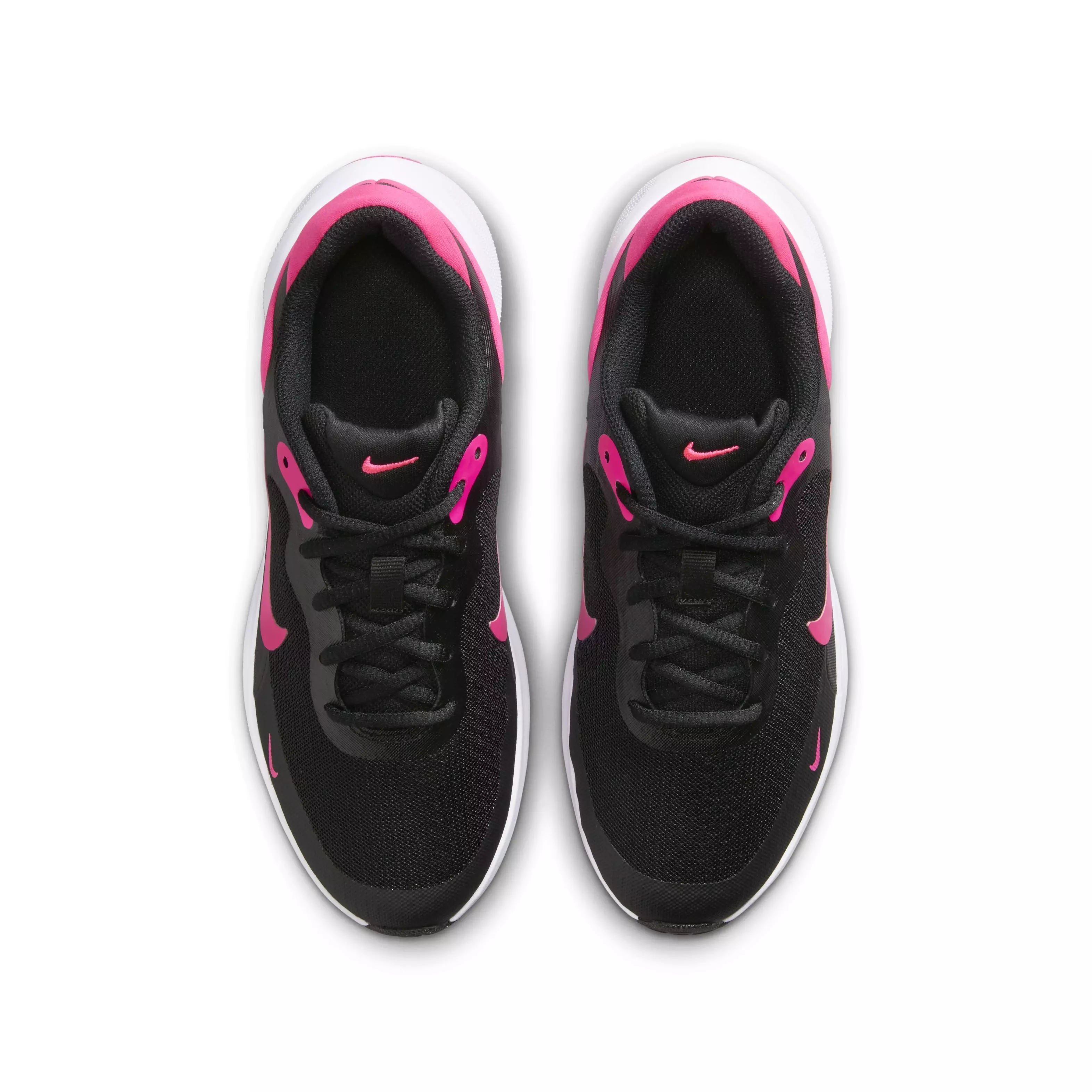 Nike Revolution 7 "Black/White/Hyper Pink" Grade School Girls' Running Shoe - BLACK/WHITE/PINK