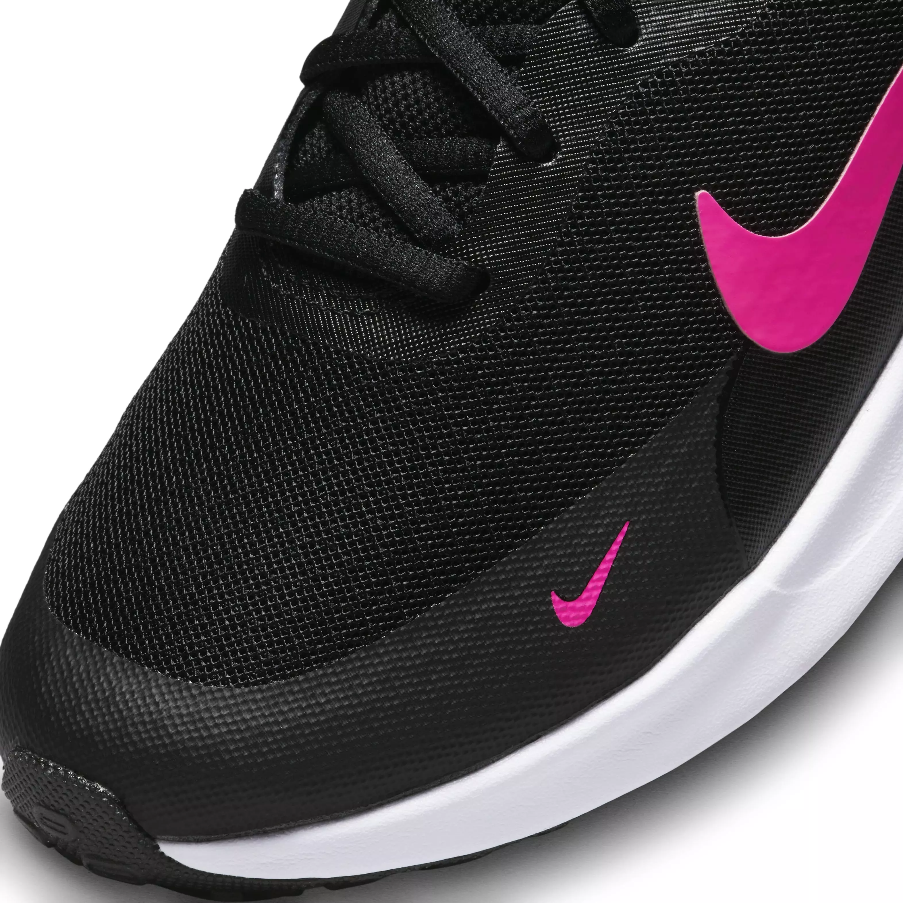 Nike Revolution 7 "Black/White/Hyper Pink" Grade School Girls' Running Shoe - BLACK/WHITE/PINK