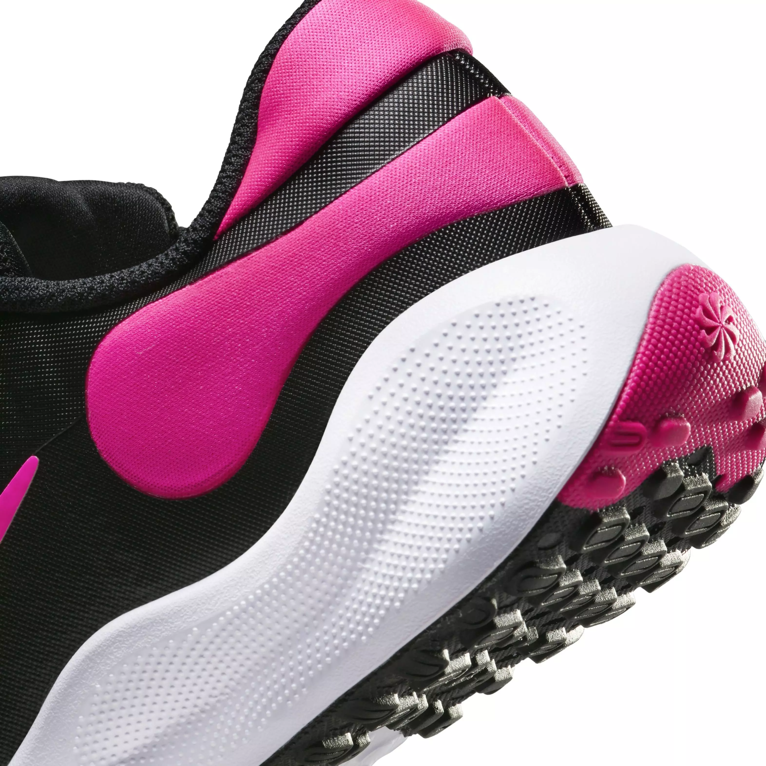 Nike Revolution 7 "Black/White/Hyper Pink" Grade School Girls' Running Shoe - BLACK/WHITE/PINK