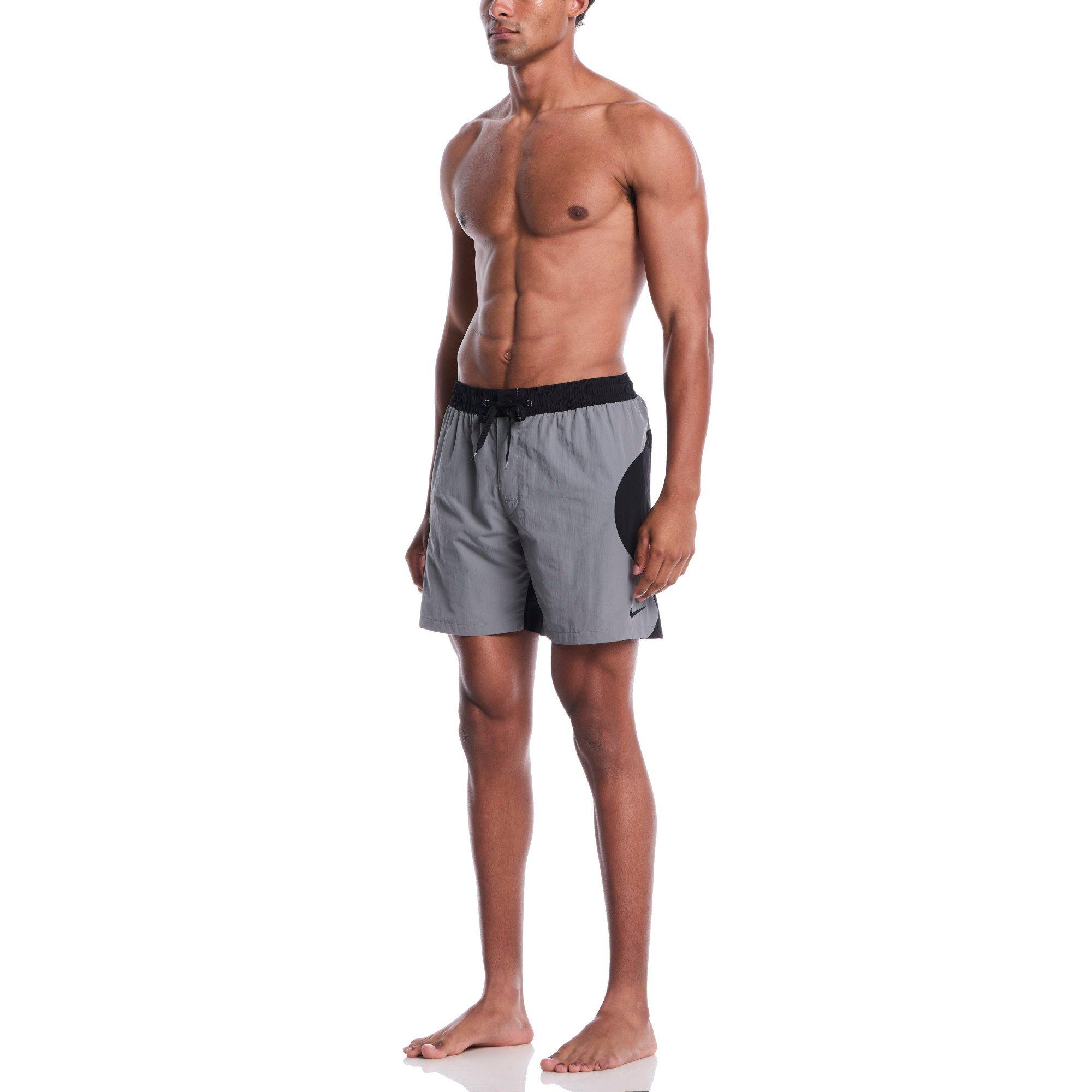 Nike Men's Swim 7" Fully Lined Color Block Volley Swim Shorts - BLACK Thumbnail View 6